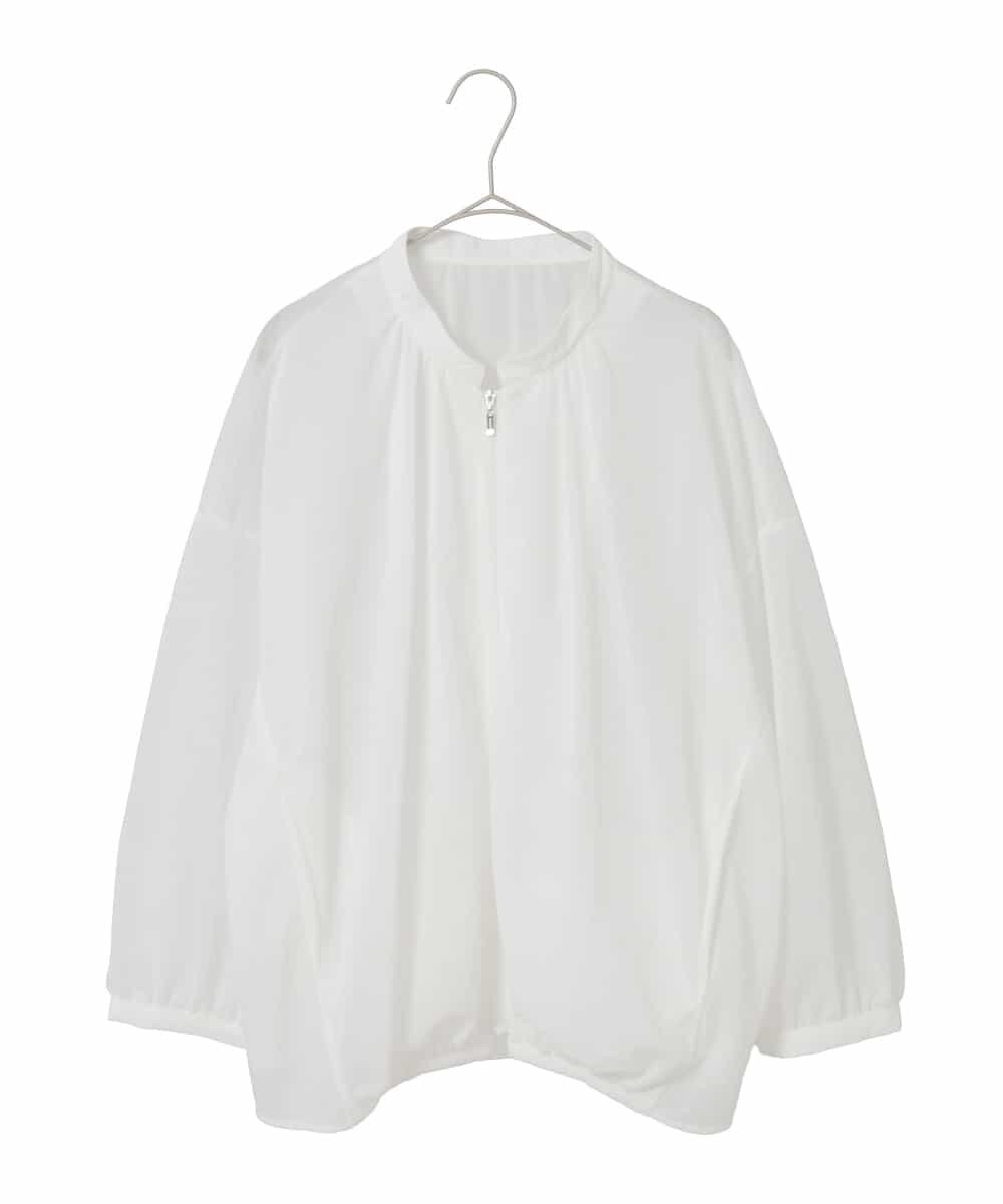 HIROKO BIS GRANDE 【大きいサイズ/接触冷感】シアーギャザーデザインブルゾン ヒロコ ビス グランデ トップス カットソー・Tシャツ ホワイト ネイビー