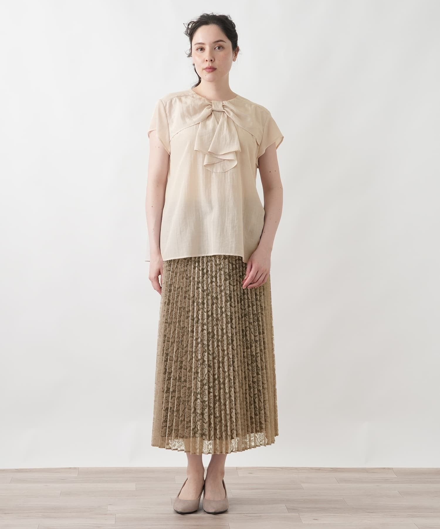 Leilian PLUS HOUSE ブラウス【BOURGE】 レリアン プラスハウス トップス シャツ・ブラウス ネイビー ベージュ