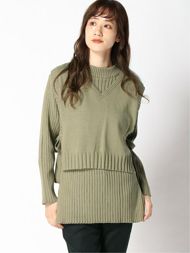 【SALE／68%OFF】LOWRYS FARM manyway2PニットPO ローリーズファーム トップス アンサンブル グリーン ベージュ ブラックのサムネイル