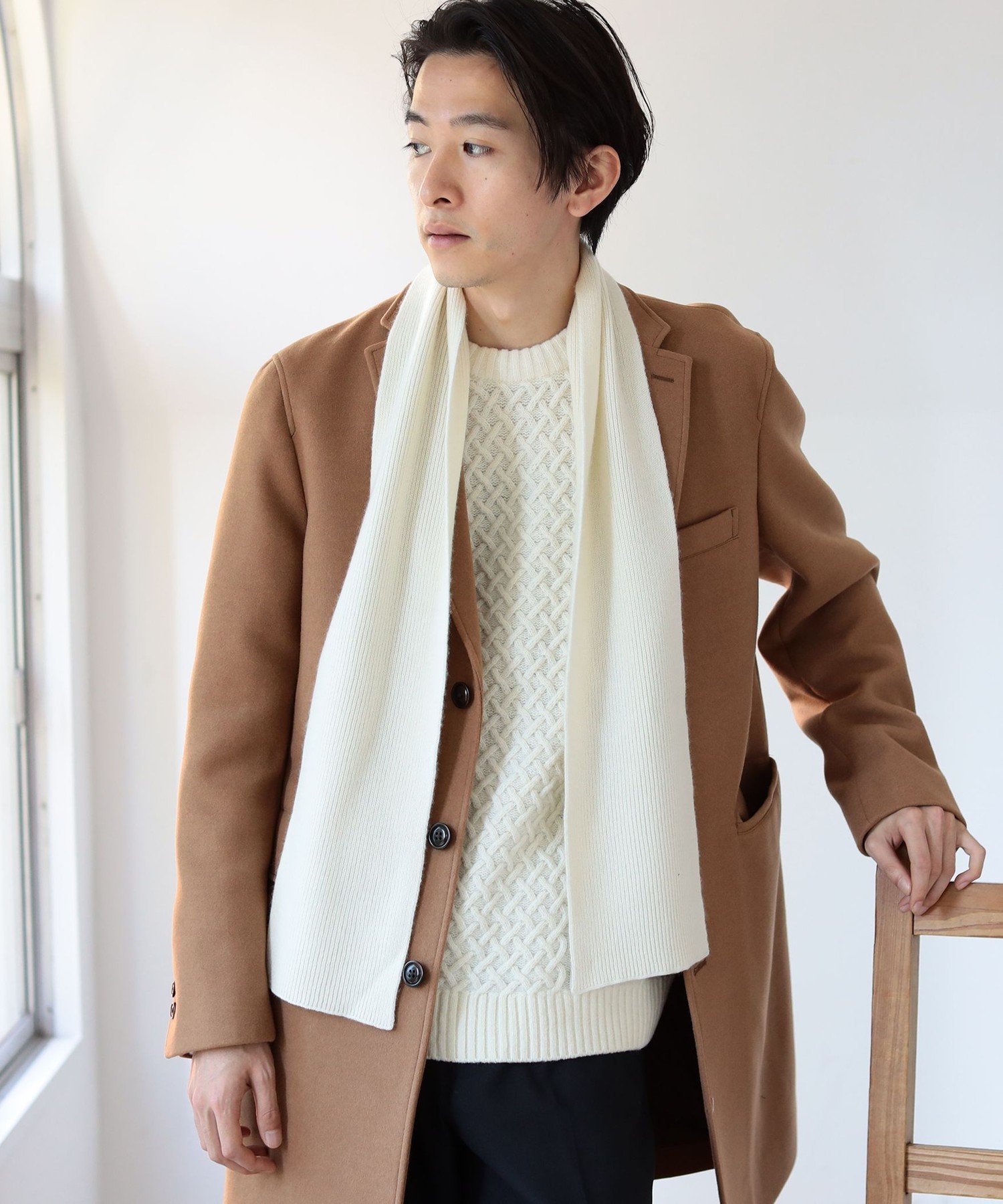 カシミヤ マフラー（メンズ） 【SALE／30%OFF】BEAMS MEN BEAMS / カシミヤ リブ マフラー ビームス アウトレット ファッション雑貨 マフラー・ストール・ネックウォーマー ホワイト ブラック【送料無料】