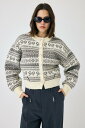 MOUSSY RIBBON FAIR ISLE ニットカーディガン マウジー トップス カーディガン ホワイト ネイビー【送料無料】