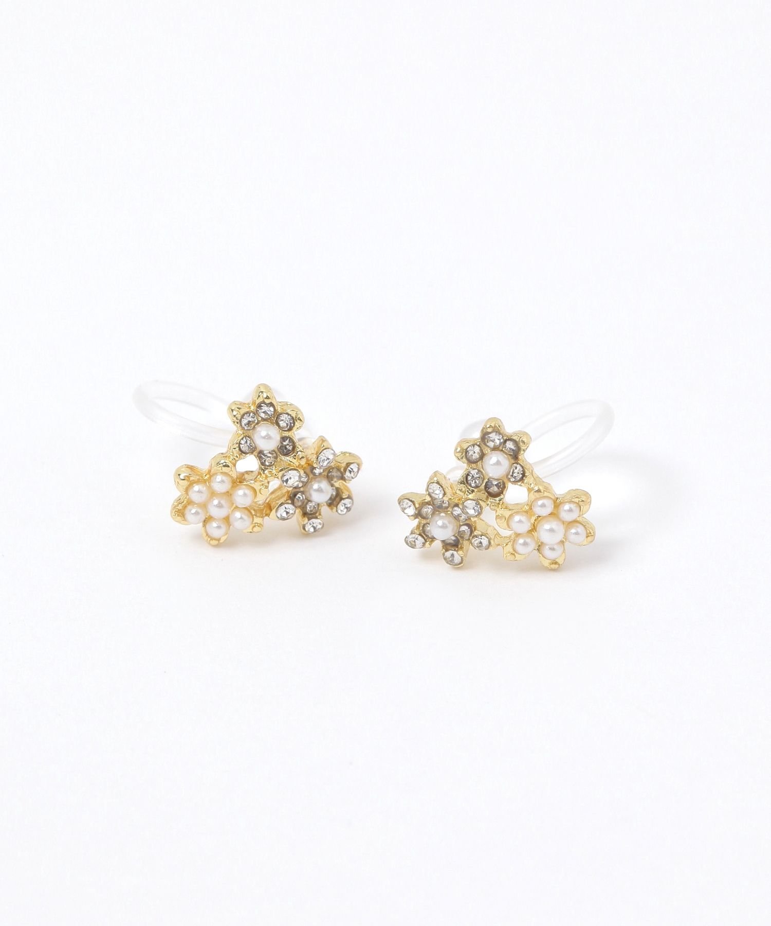 LAKOLE ミニパールフラワーノンホールピアス ラコレ アクセサリー・腕時計 イヤリング・イヤーカフ ゴールド シルバー