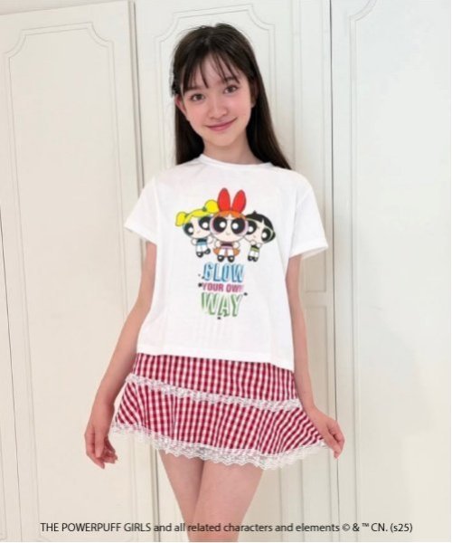 by LOVEiT 【The Powerpuff Girls】タイダイ風ルーズTシャツ ナルミヤオンライン トップス カットソー・Tシャツ ホワイト グレー ピンク【送料無料】のサムネイル