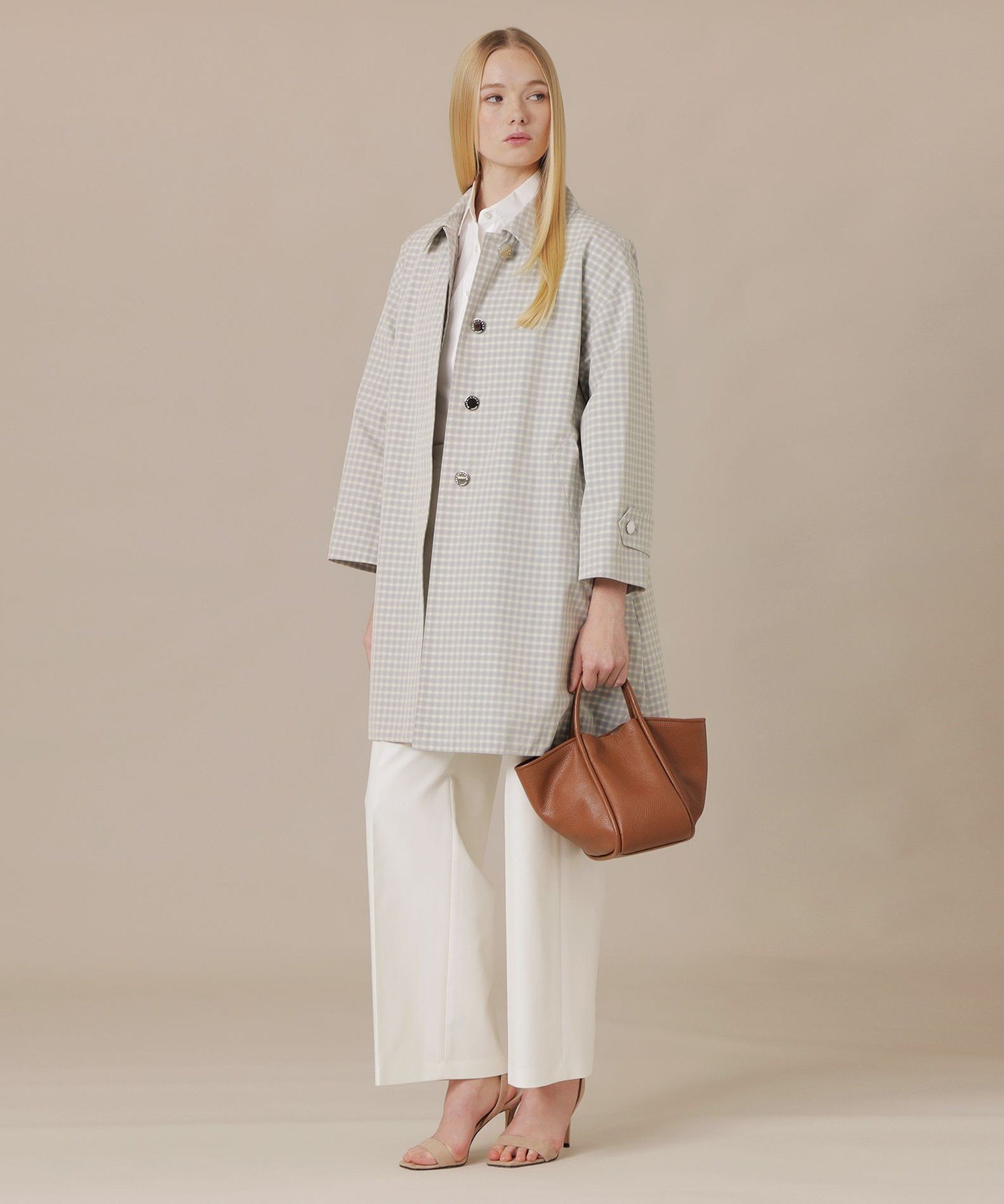 MACKINTOSH LONDON　(L Size) 【L】【ROSLEY/ロズリー】スプリングチェックステンカラーコート マッキントッシュ ロンドン ジャケット・アウター その他のジャケット・アウター ベージュ グレー【送料無料】
