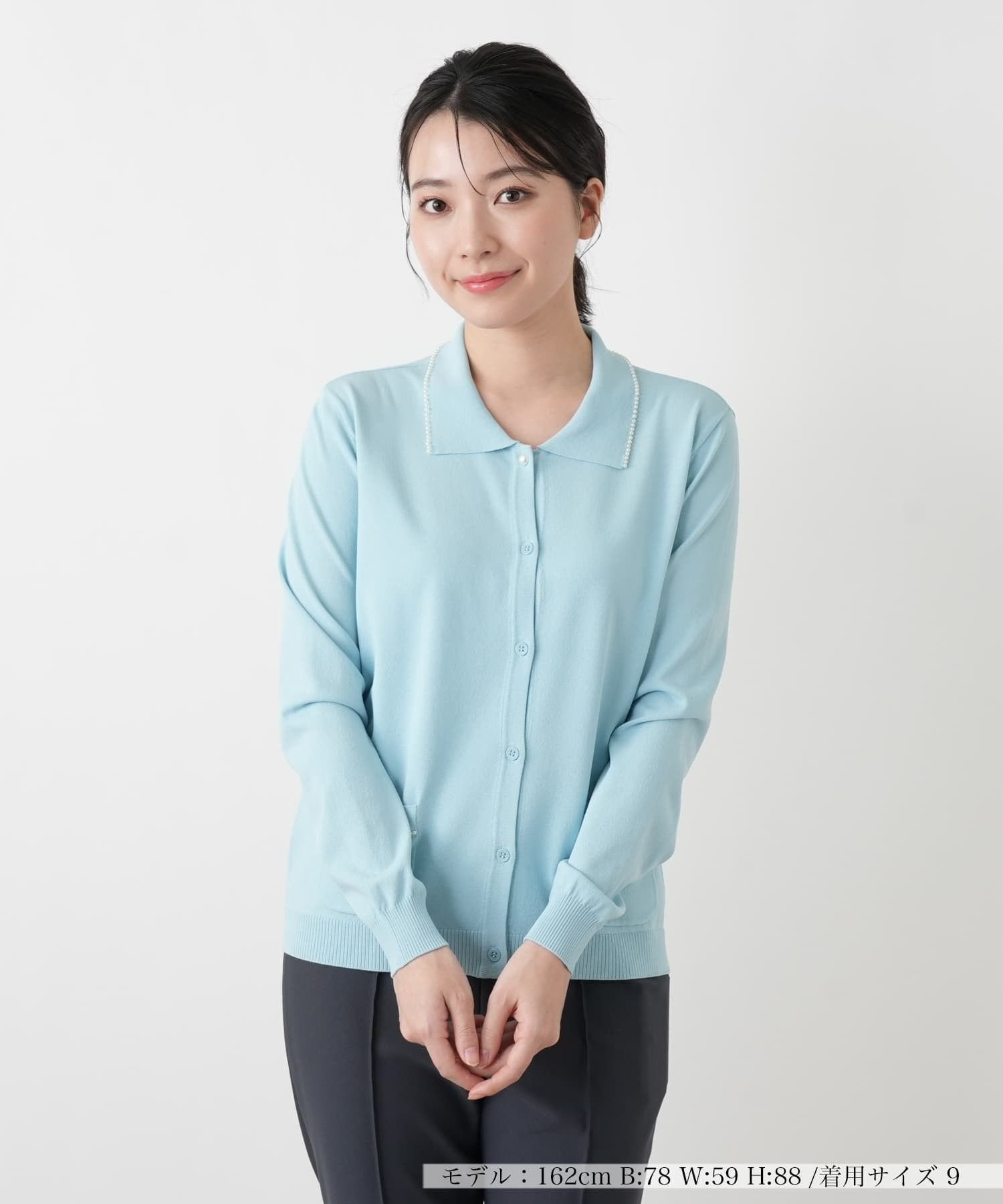 【SALE／28%OFF】Leilian 襟付きカーディガン【Leilian WHITE LABEL】 レリアン トップス カーディガン ホワイト ネイビー【送料無料】