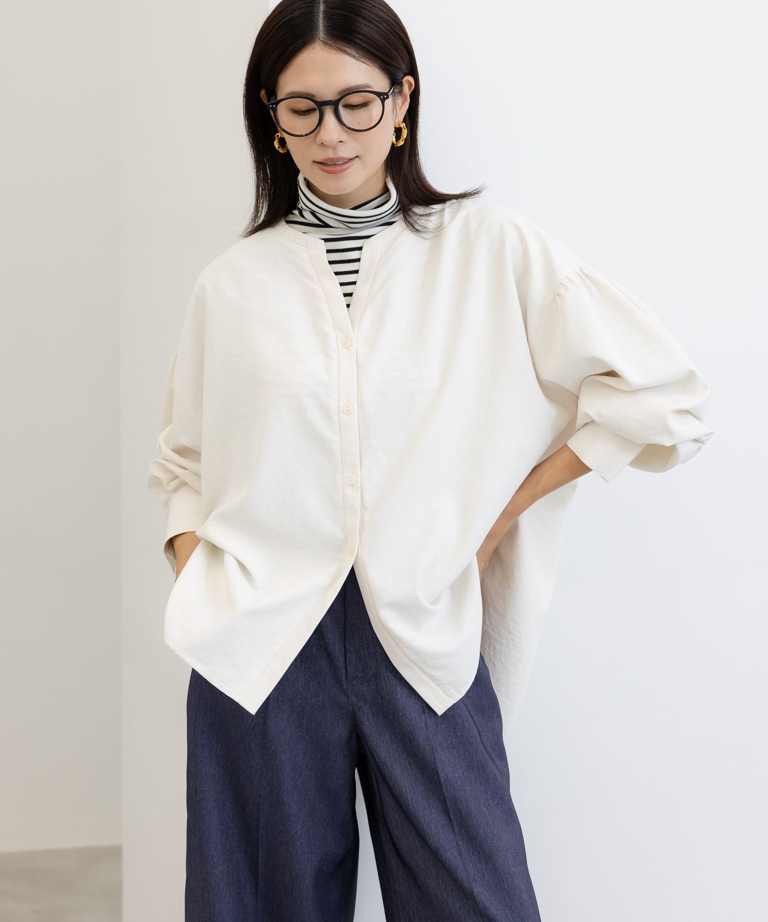 【SALE／50%OFF】Elura アイロンいらずVネックシャツ/147972 エルーラ トップス シャツ・ブラウス イエ..