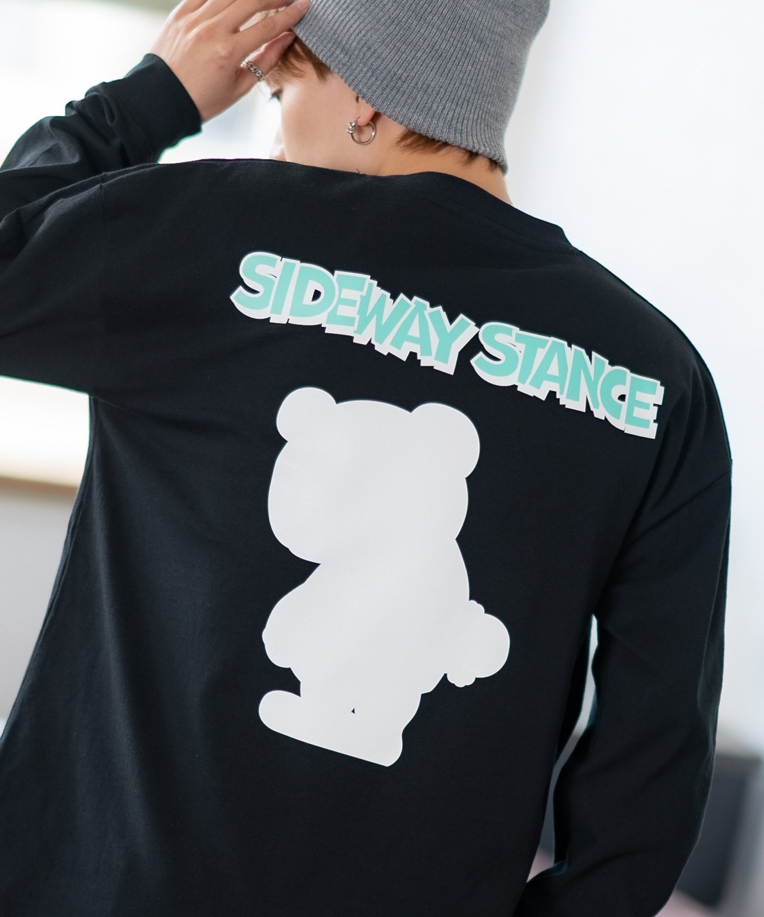 【SALE／53%OFF】SIDEWAY STANCE SIDEWAY STANCE サイドウェイスタンス シルエットベア 長袖Tシャツ インプローブス トップス カットソー・Tシャツ ホワイト ブラック