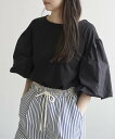 【SALE/30%OFF】VENCE share style Ladys 天竺袖ナイロンバルーンプルオーバー ヴァンス エクスチェンジ トップス カットソー・Tシャツ ベージュ ホワイト ブラック