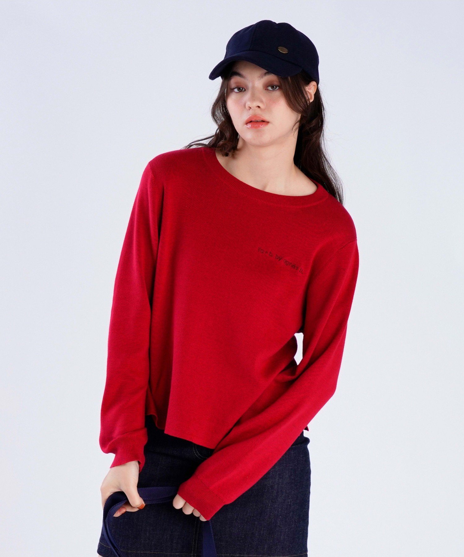 . 【Outlet】トラディショナル コットン ニット プルオーバー アニエスベー トップス ニット ワインレッド