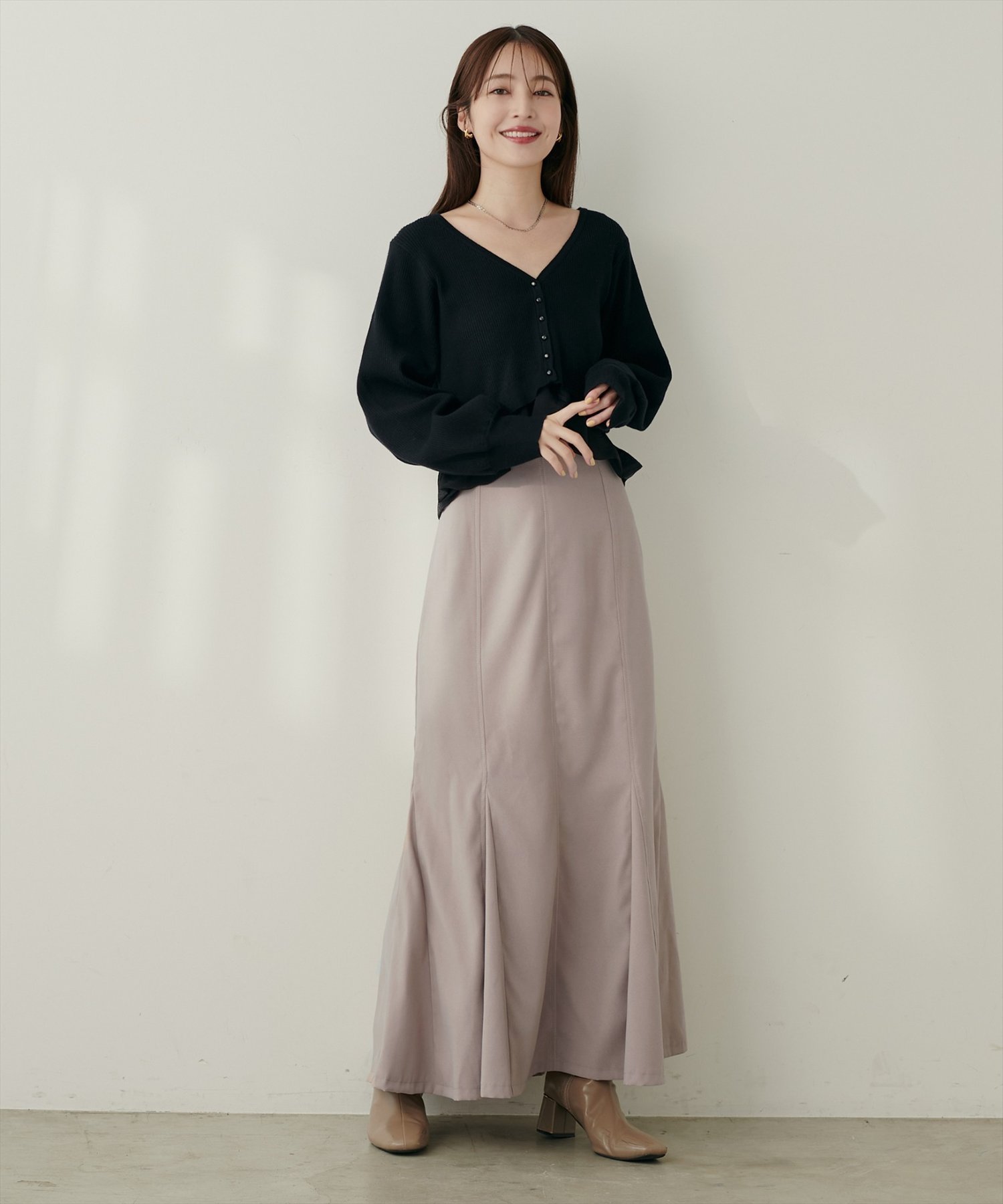 natural couture 【WEB限定】ハートウエスト起毛マーメイドスカート ナチュラルクチュール スカート その他のスカート ベージュ ブラック ブラウン【送料無料】のサムネイル