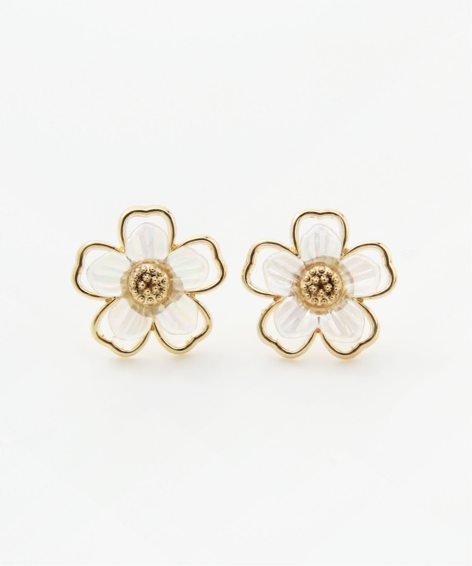 Coo+i/(W)フラワーデザインピアス スレンダー アクセサリー・腕時計 ピアス ゴールド