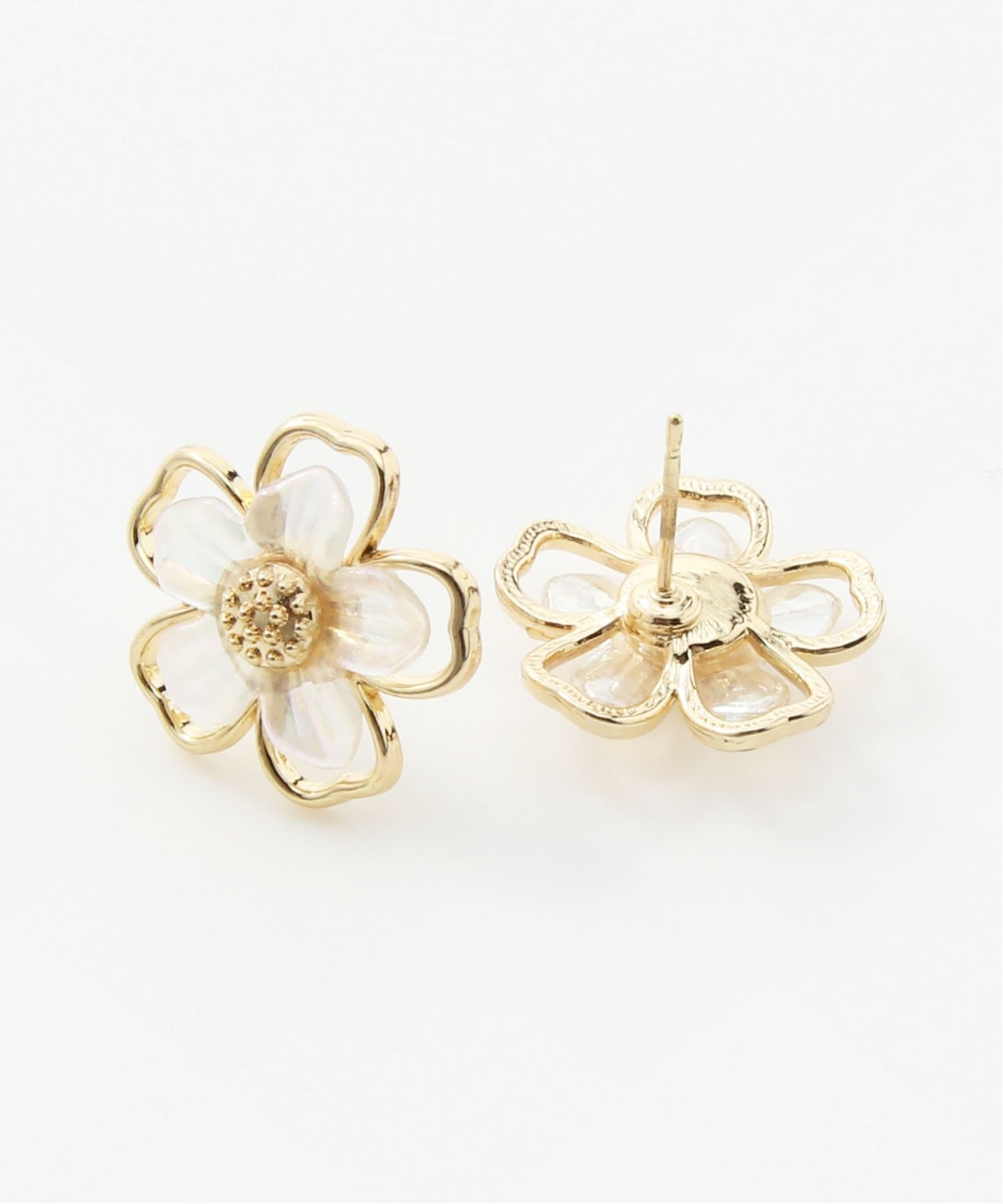 Coo+i/(W)フラワーデザインピアス スレンダー アクセサリー・腕時計 ピアス ゴールド