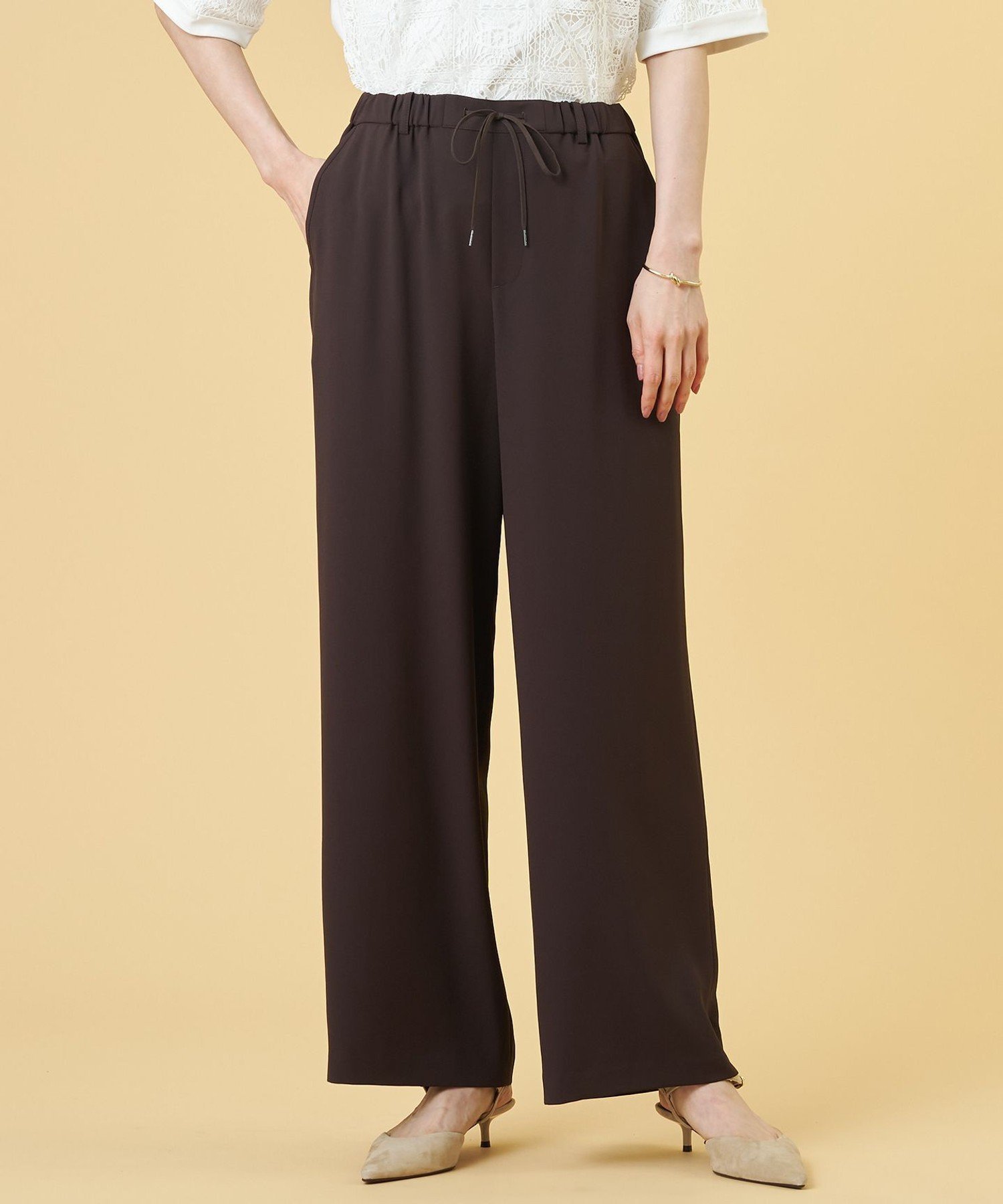 J.PRESS LADIES L 【セットアップ対応・人気素材】Light ジョーゼット イージー パンツ ジェイプレス パンツ その他のパンツ ブラック ネイビー