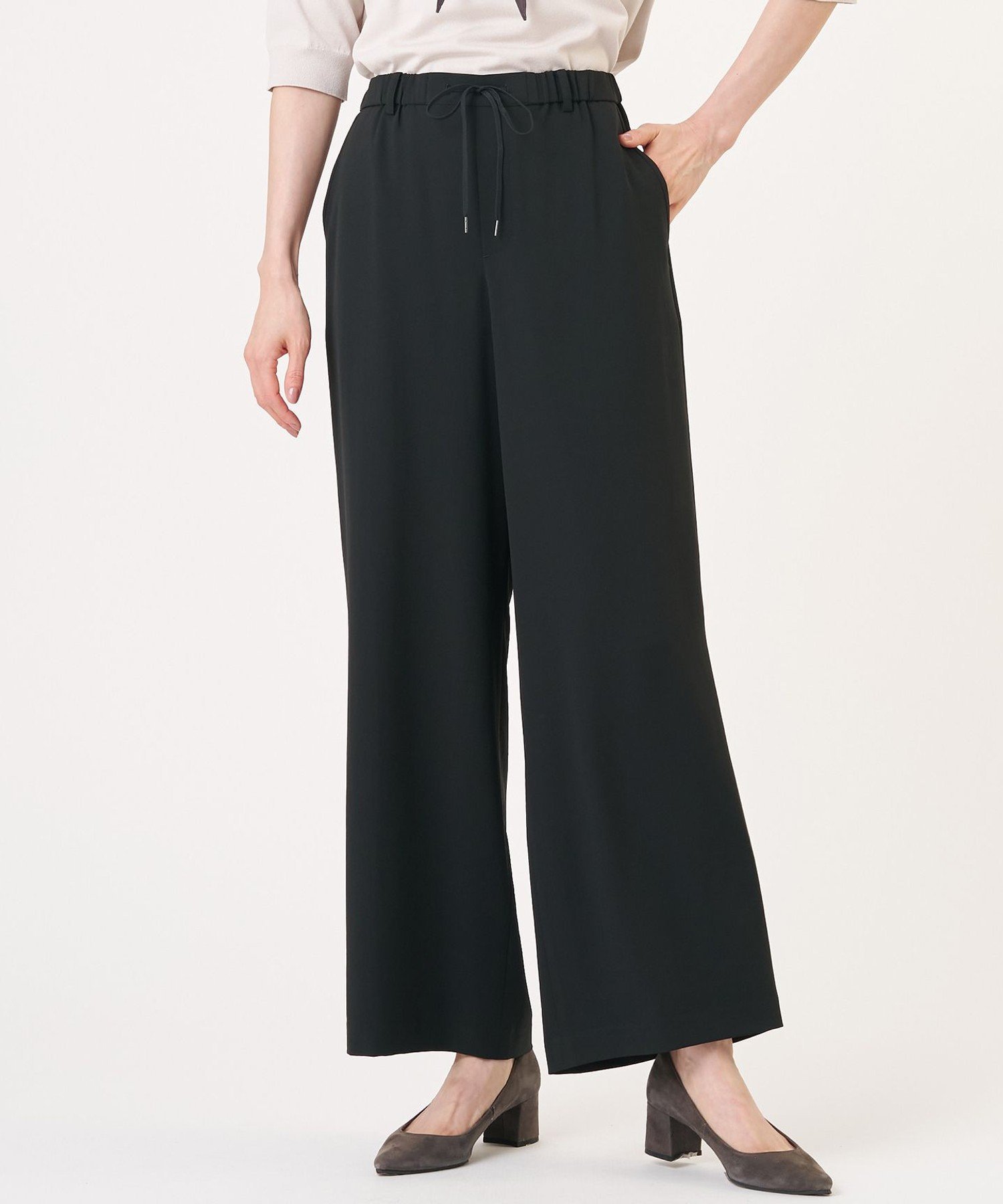 J.PRESS LADIES L 【セットアップ対応・人気素材】Light ジョーゼット イージー パンツ ジェイプレス パンツ その他のパンツ ブラック ネイビー