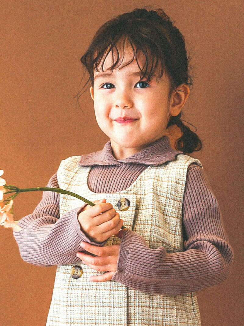 【SALE／60%OFF】SLAP SLIP 襟付き リブ ニット プルオーバー (80~130cm) ベベ オンライン ストア トップス ニット ベージュ ホワイト パープルのサムネイル