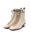 【SALE/62%OFF】carino スクエアトゥレースアップショートブーツ モード・エ・ジャコモ×イング シューズ・靴 ブーツ ブラック ベージュ グレー【...