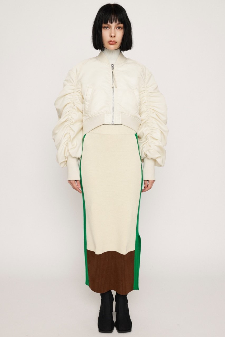 【SALE／20%OFF】SLY MILANO RIB ミディアムスカート スライ スカート ミディアムスカート ホワイト レッド【送料無料】のサムネイル