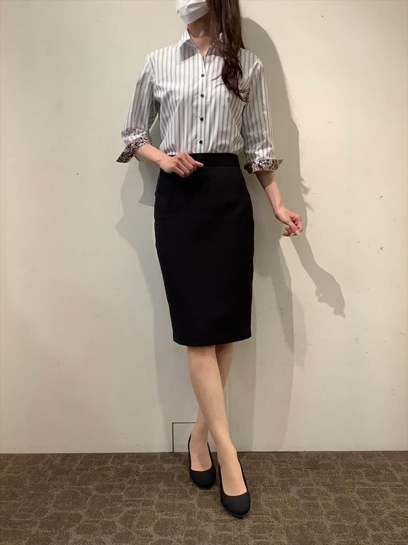 スキッパー 七分袖 形態安定 レディースシャツ 裾パイピング BL01I501AB24K10-33 トーキョーシャツ スーツ・フォーマル Yシャツ・カッターシャツ ブラック