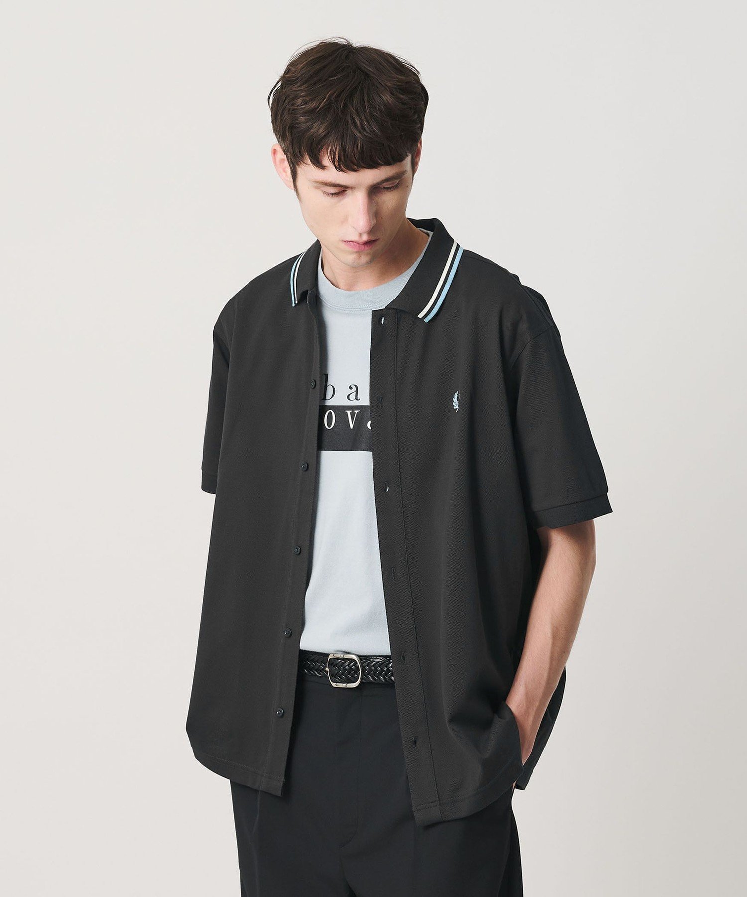 【別注】＜FRED PERRY＞ツインティップ ボタンスルー シャツ ビューティー＆ユース ユナイテッドアローズ トップス シャツ・ブラウス グレー ブラック