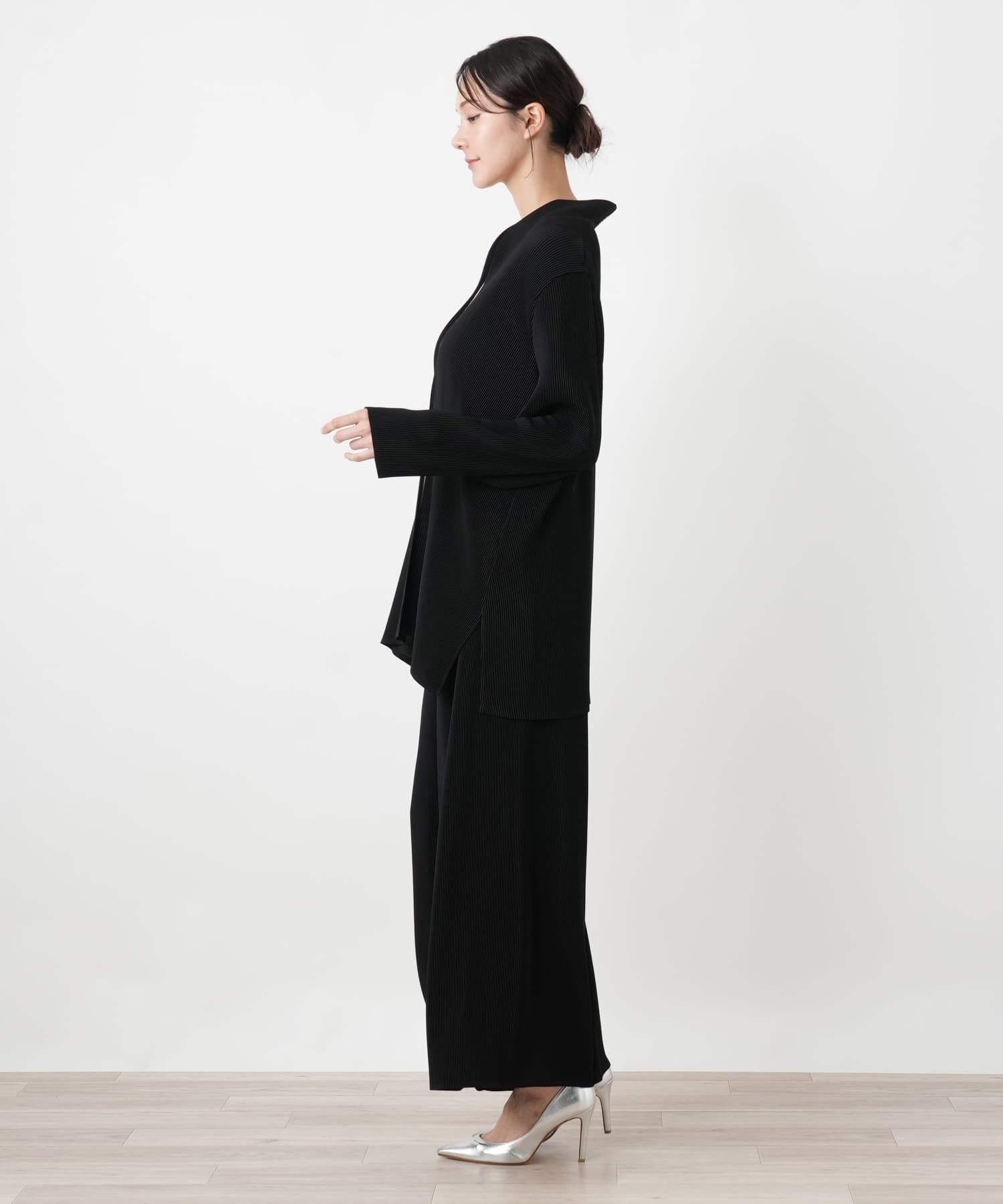 Leilian PLUS HOUSE 【店頭人気】羽織ブラウス【Leilian WHITE LABEL】 レリアン プラスハウス トップス シャツ・ブラウス ブラック