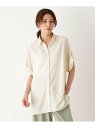 【SALE/50%OFF】SHOO・LA・RUE 脇スリット前開きスキッパーシャツ シューラルー シャツ/ブラウス シャツ/ブラウスその他 ホワイト グリーン ブラウン