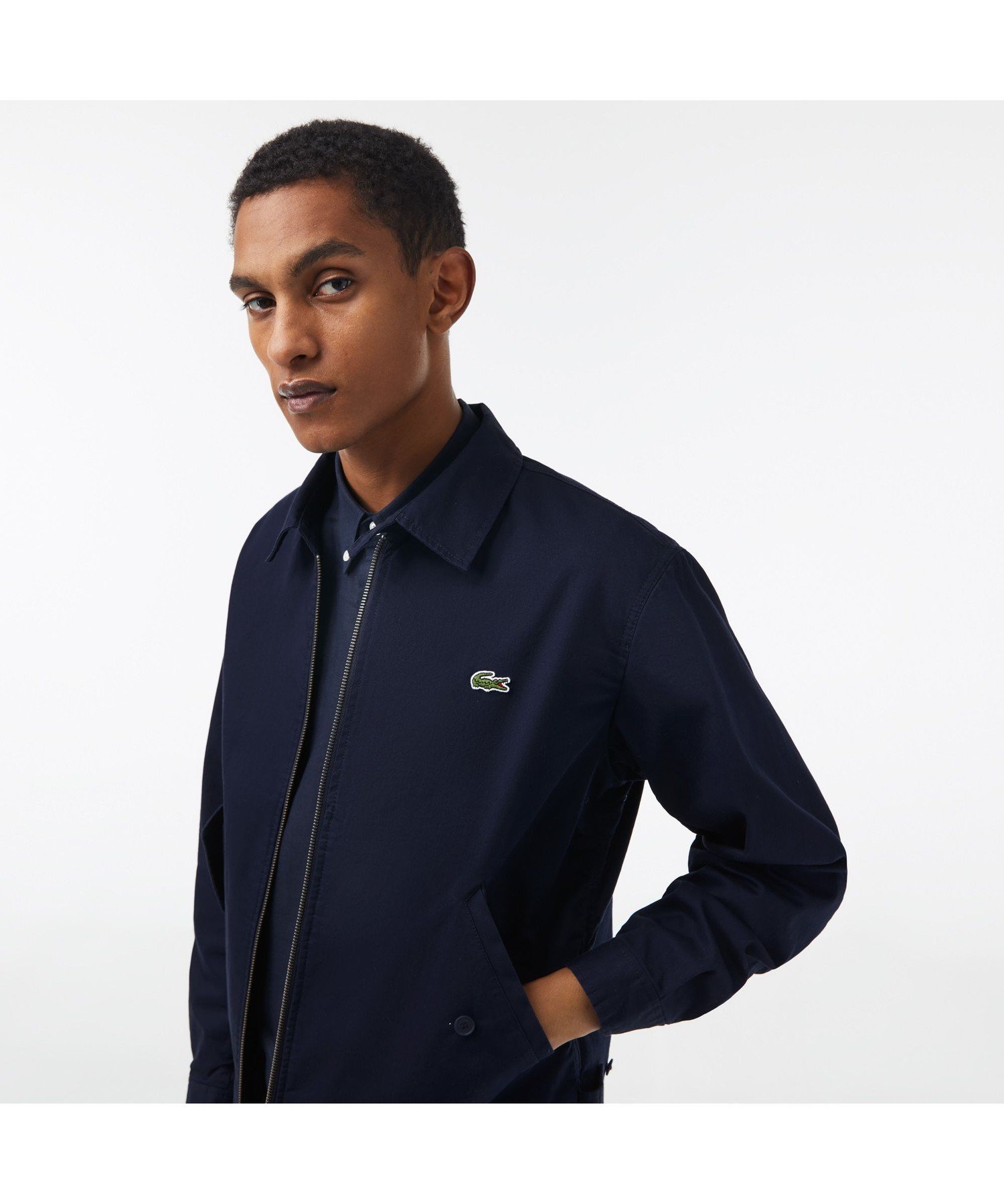 ラコステ アウター メンズ 【SALE／30%OFF】LACOSTE ジップアップストレッチハリントンジャケット ラコステ ジャケット・アウター ブルゾン・ジャンパー ネイビー グリーン【送料無料】