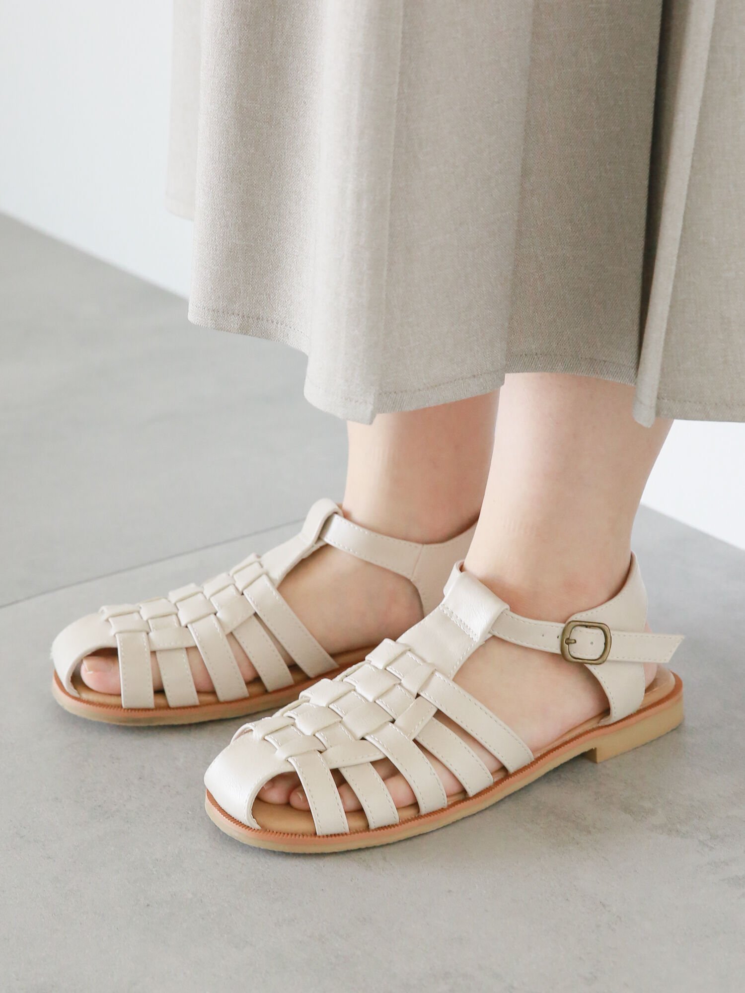 【SALE／30%OFF】ehka sopo メッシュサンダル エヘカソポ シューズ・靴 ミュール ホワイト ブラウン ブラック【送料無料】のサムネイル