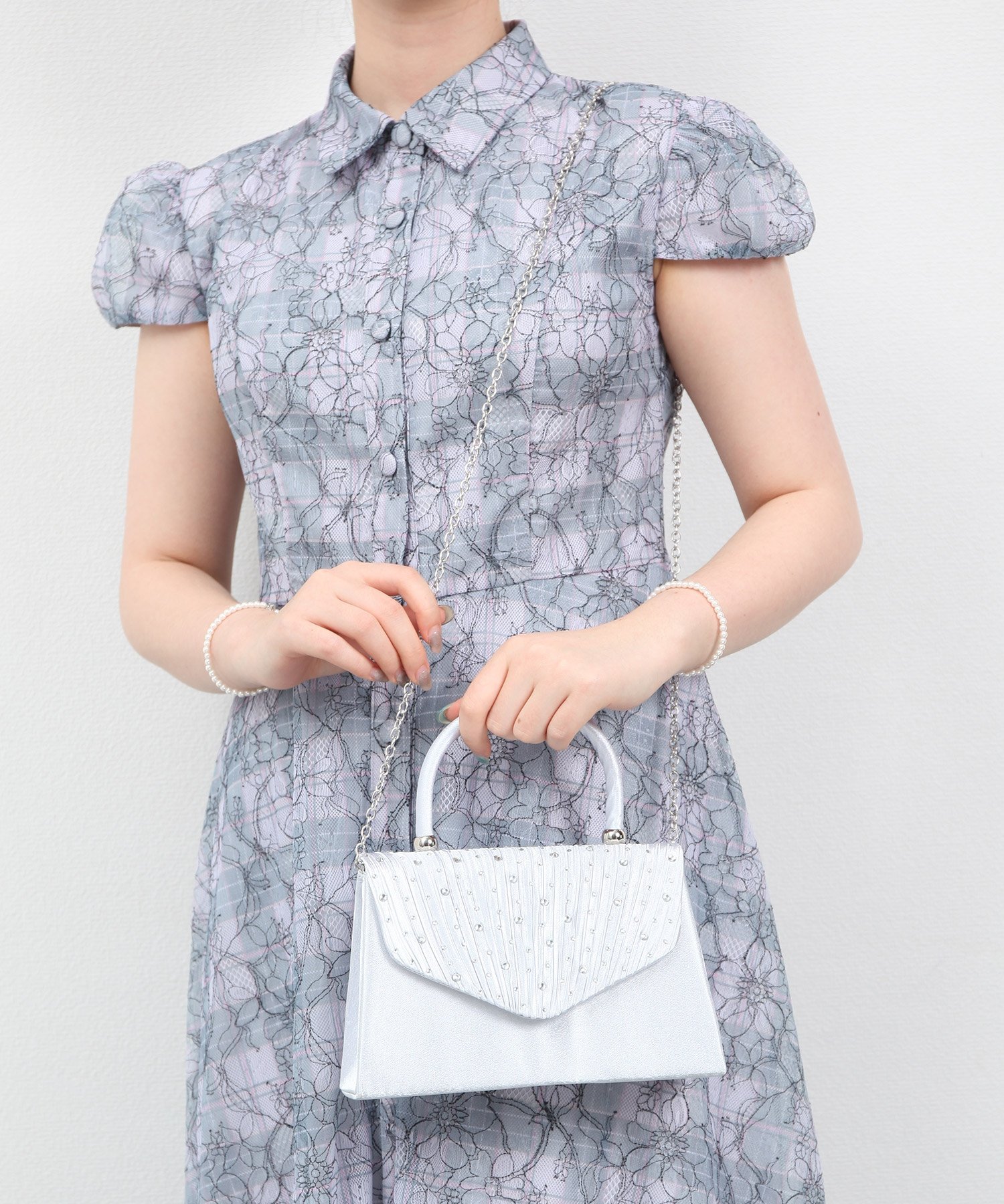 【SALE／45%OFF】DRESS+ パーティーバッグ ショルダーバッグ 2way 結婚式 ドレスプラス バッグ クラッチバッグ グリーン シルバー ピンク グレー