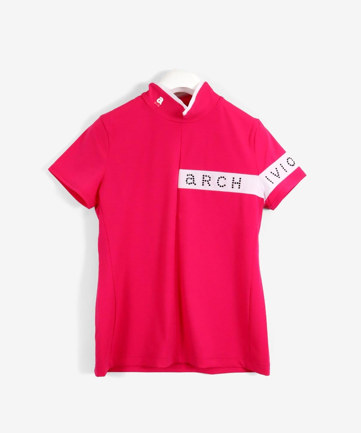 ラインストーンロゴUV速乾半袖プルオーバー アルチビオ トップス カットソー・Tシャツ ピンク ブラック ホワイト ブルー