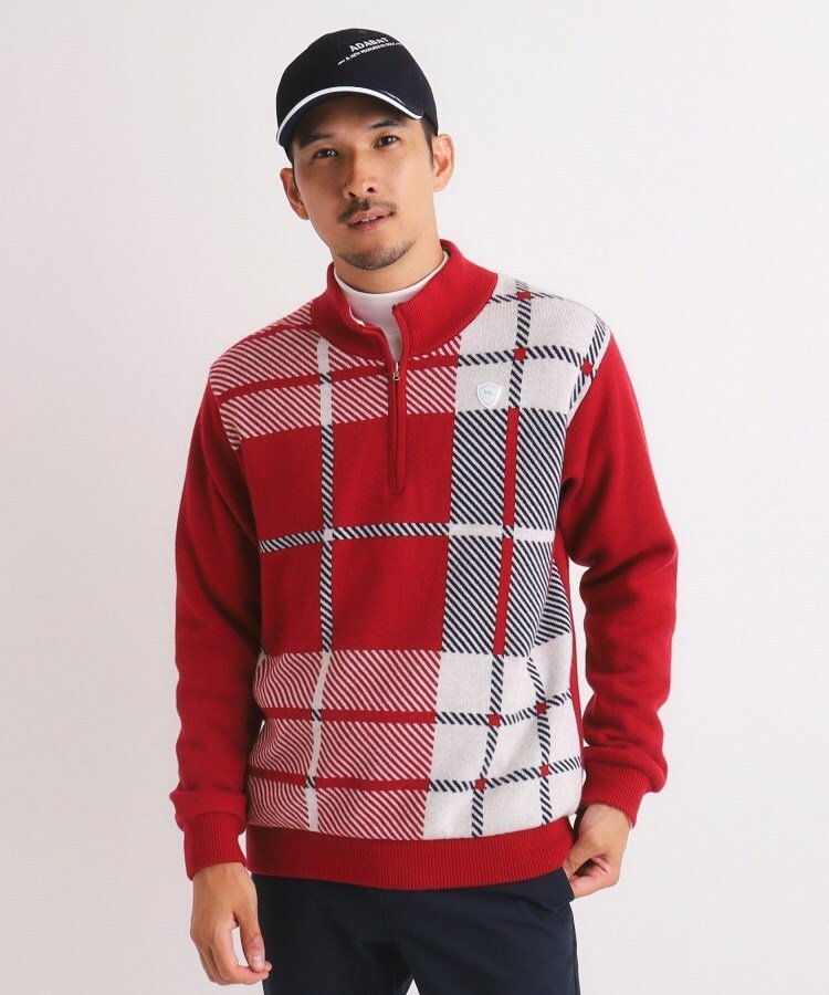 【SALE／60%OFF】adabat 【防風】リバーシブル ハーフジップセーター アダバット トップス ニット レッド ネイビー【送料無料】