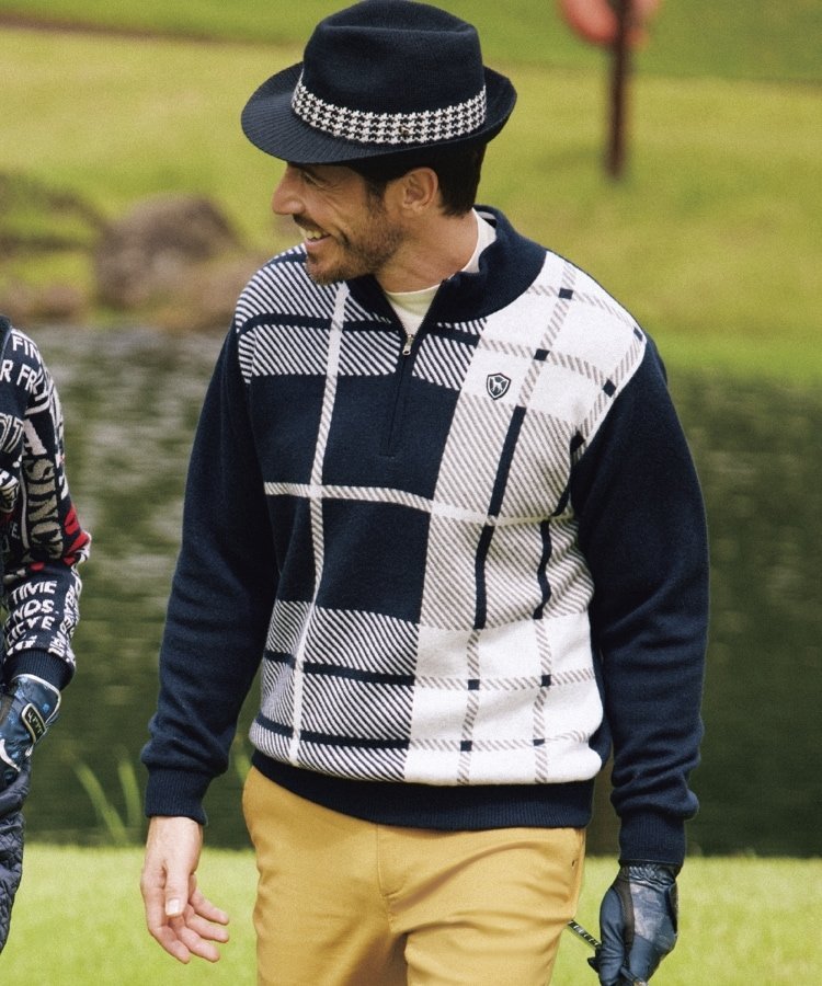 【SALE／60%OFF】adabat 【防風】リバーシブル ハーフジップセーター アダバット トップス ニット レッド ネイビー【送料無料】