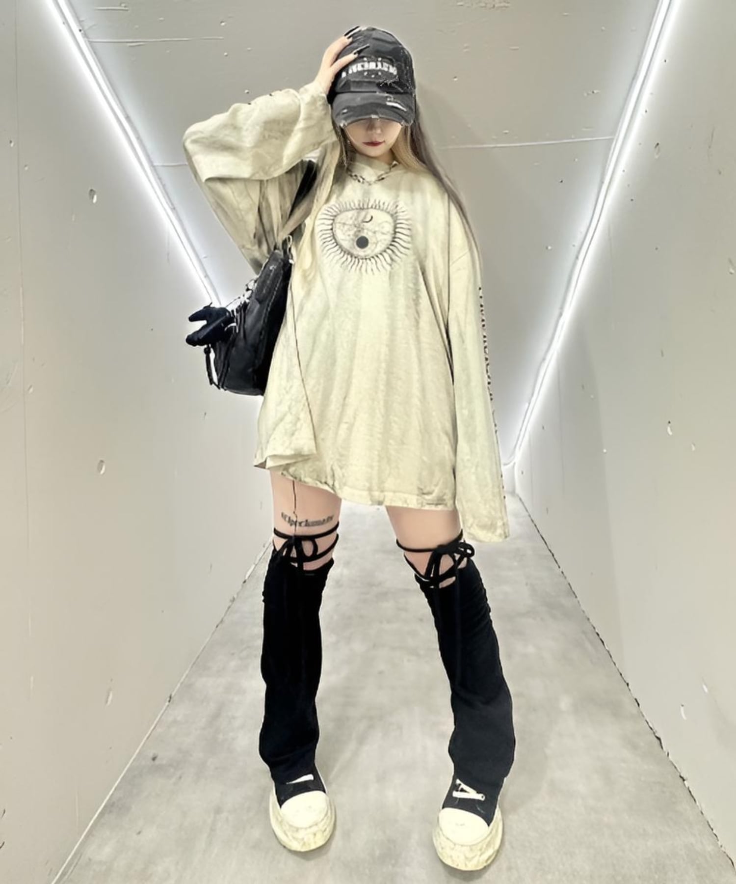 XU 【XU】damage camouflage cap ネバーマインドザエックスユー／チカシツプラス 帽子 キャップ ブラック【送料無料】