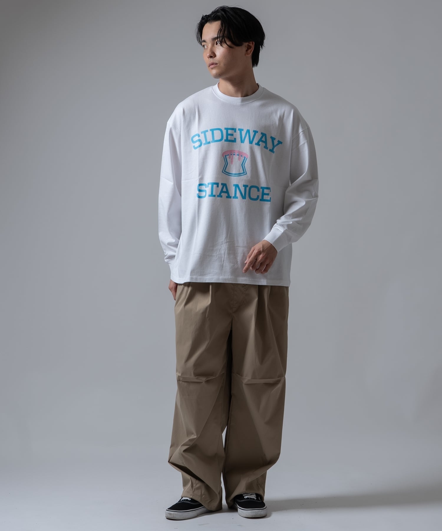 SIDEWAY STANCE SIDEWAY STANCE サイドウェイスタンス オリジナルプリント アーチロゴ 長袖Tシャツ インプローブス トップス カットソー・Tシャツ ホワイト ブラック