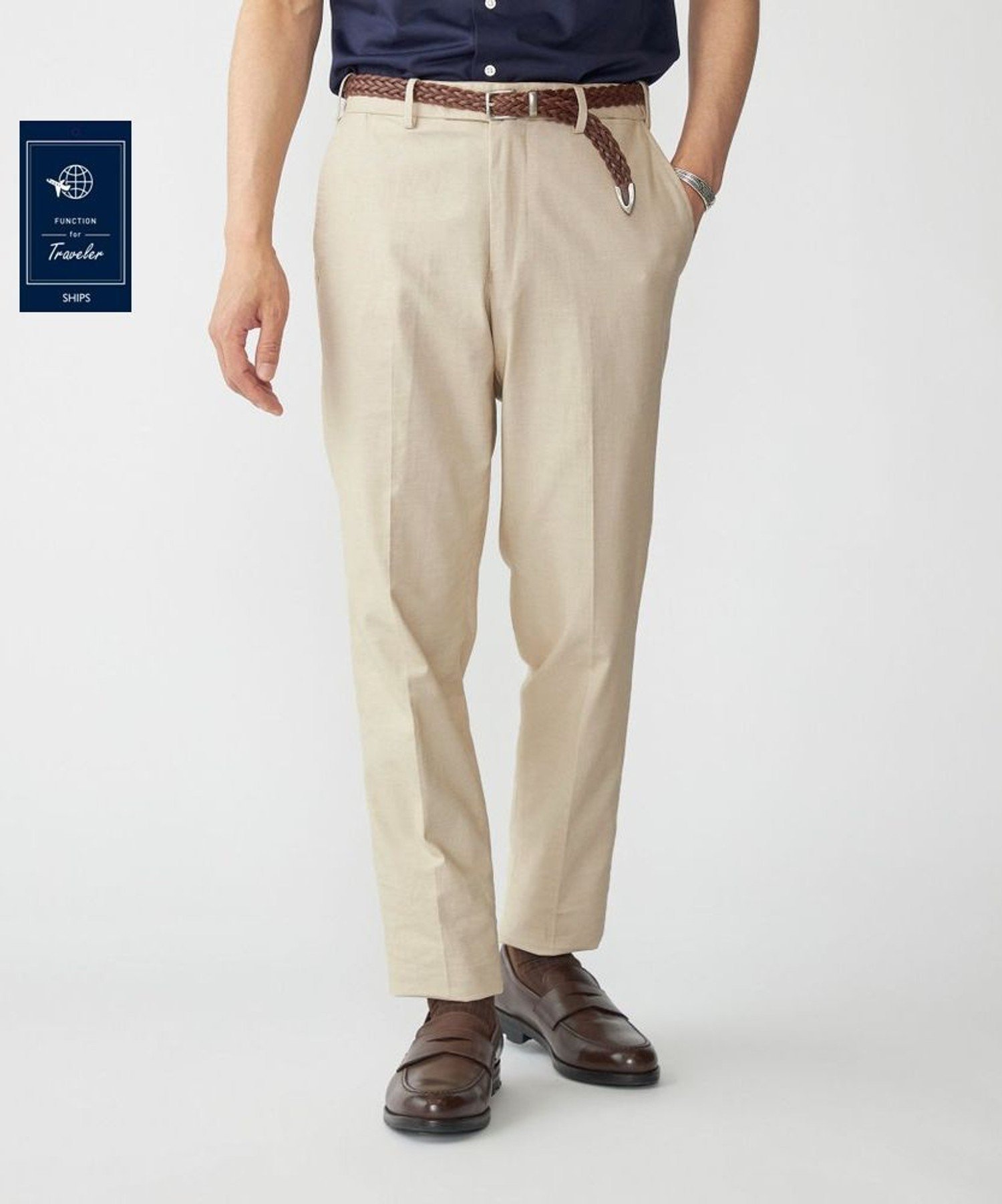 【SALE／35%OFF】SHIPS MEN SHIPS: コットン バーズアイ スラックス シップス パンツ スラックス・ドレスパンツ ベージュ グレー ネイビー【送料無料】