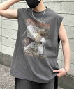 Confirm Confirm ヴィンテージライク レトロプリントアソート ノースリーブ シフォン トップス カットソー・Tシャツ ブラウン ブラック【送料無料】