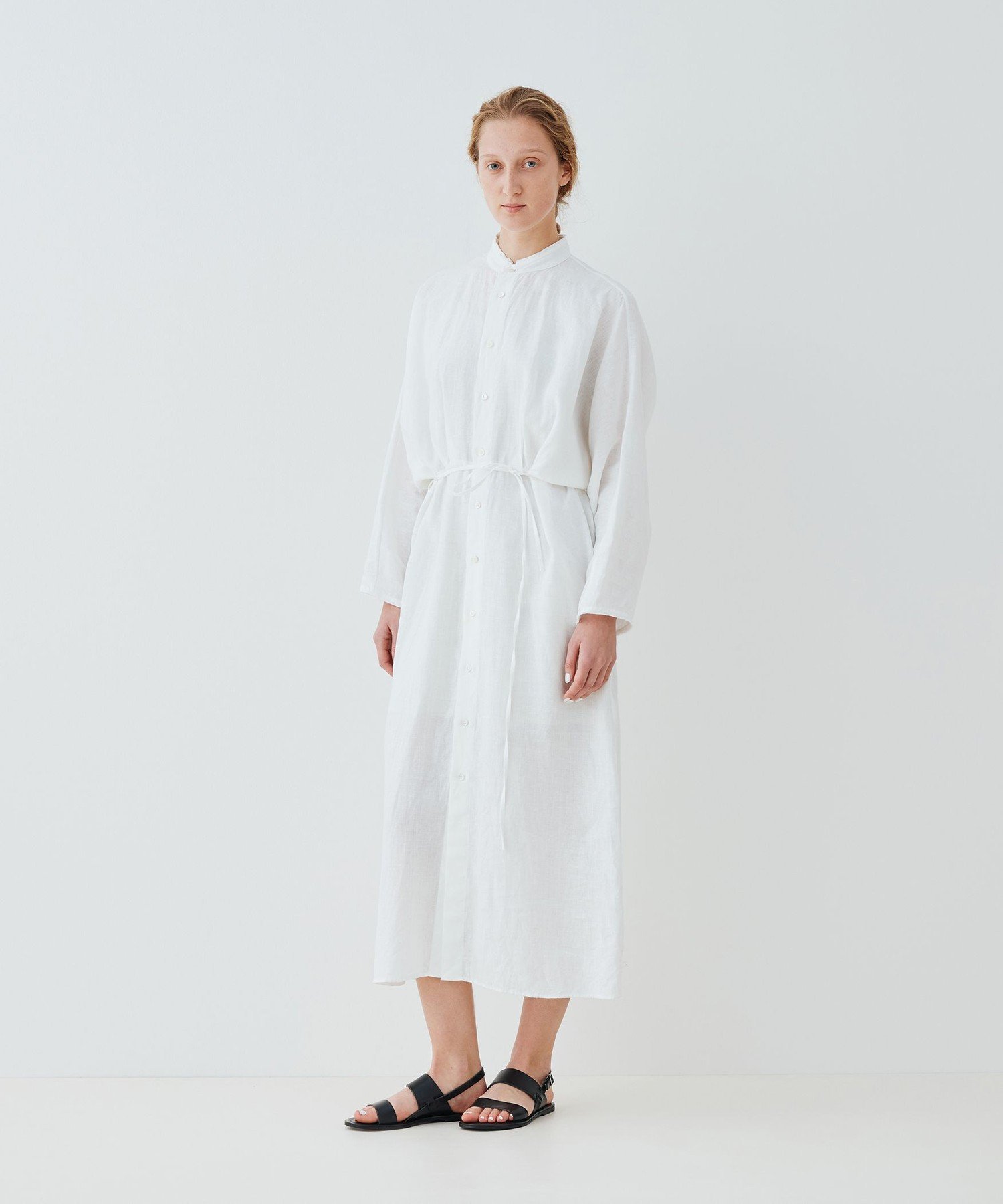 【SALE／30%OFF】GALERIE VIE リネンポプリン ウエストタックシャツワンピース トゥモローランド ワンピース・ドレス シャツワンピース ネイビー ホワイト【送料無料】