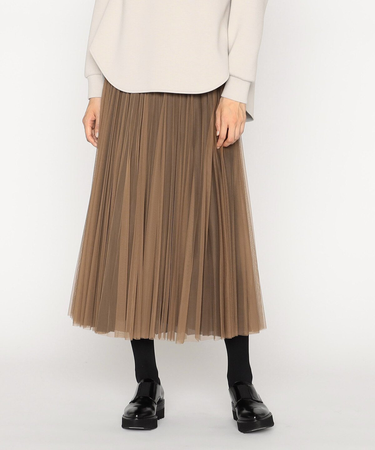 【SALE／10%OFF】COMME CA ソフトチュール*ウーリー分繊トリコット広巾 スカート コムサ スカート ロング・マキシスカート グリーン ブルー ブラック ブラウン【送料無料】