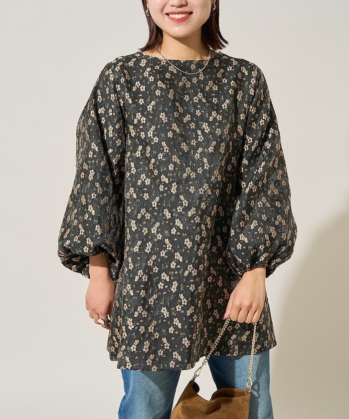 【SALE／60%OFF】FREAK'S STORE クロッケフラワージャガード 2way ミニフレアワンピース 25AW フリークスストア トップス シャツ・ブラウス ブルー グリーン【送料無料】