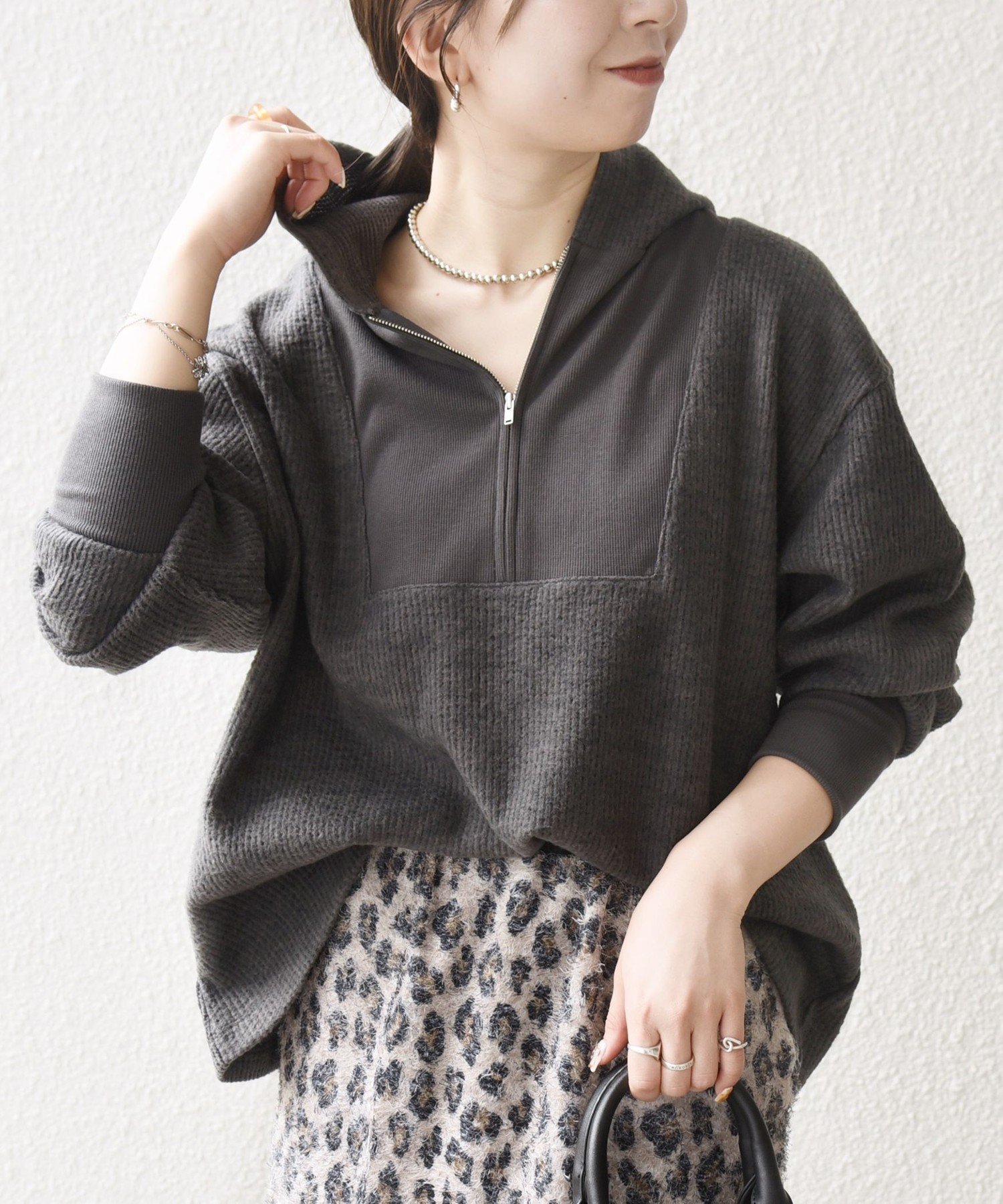 【SALE／40%OFF】SHIPS any SHIPS any:＜手洗い可能＞起毛 ワッフル ハーフジップ フーディー プルオーバー シップス トップス カットソー・Tシャツ グレー ホワイト オレンジ【送料無料】