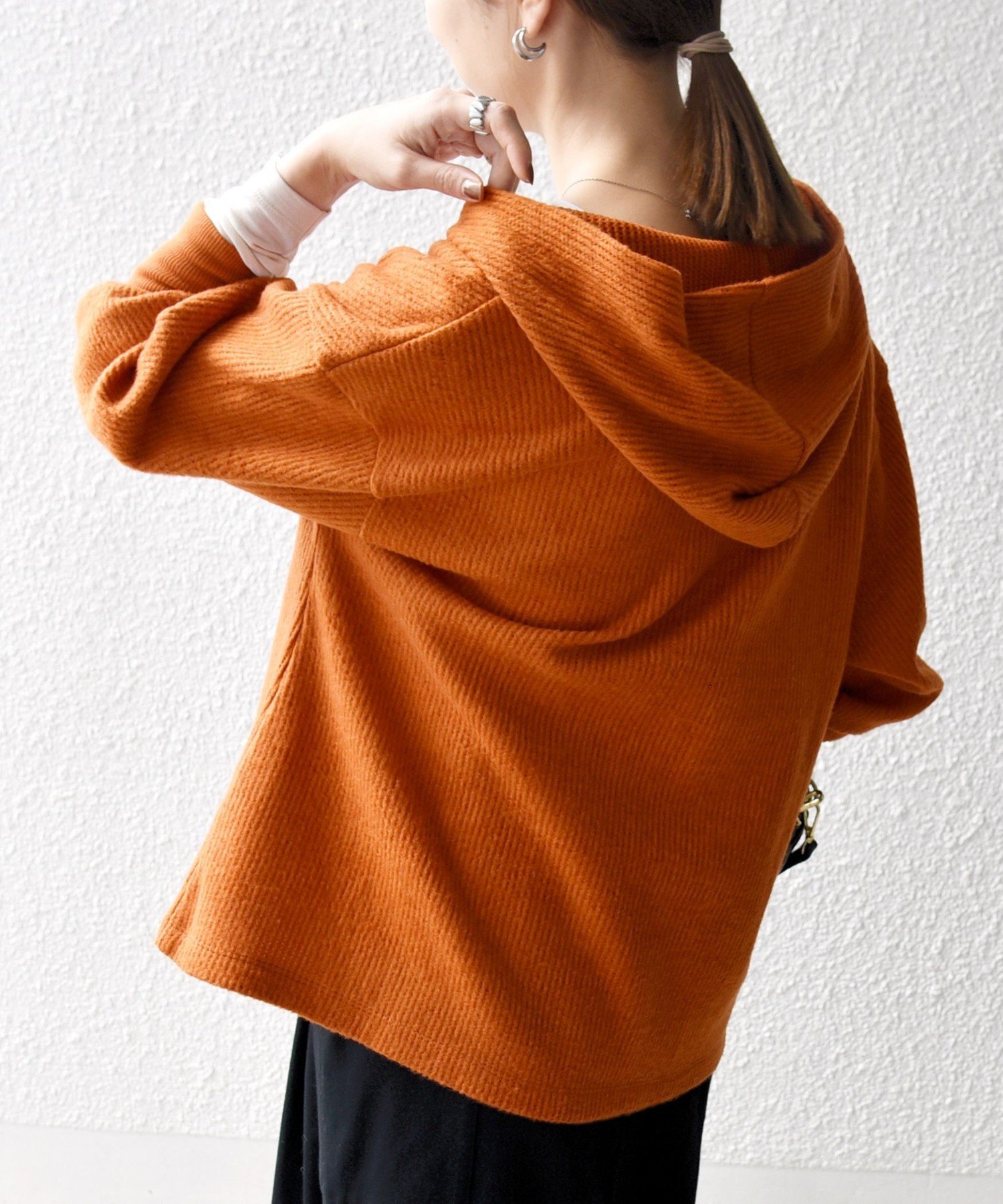 【SALE／40%OFF】SHIPS any SHIPS any:＜手洗い可能＞起毛 ワッフル ハーフジップ フーディー プルオーバー シップス トップス カットソー・Tシャツ グレー ホワイト オレンジ【送料無料】