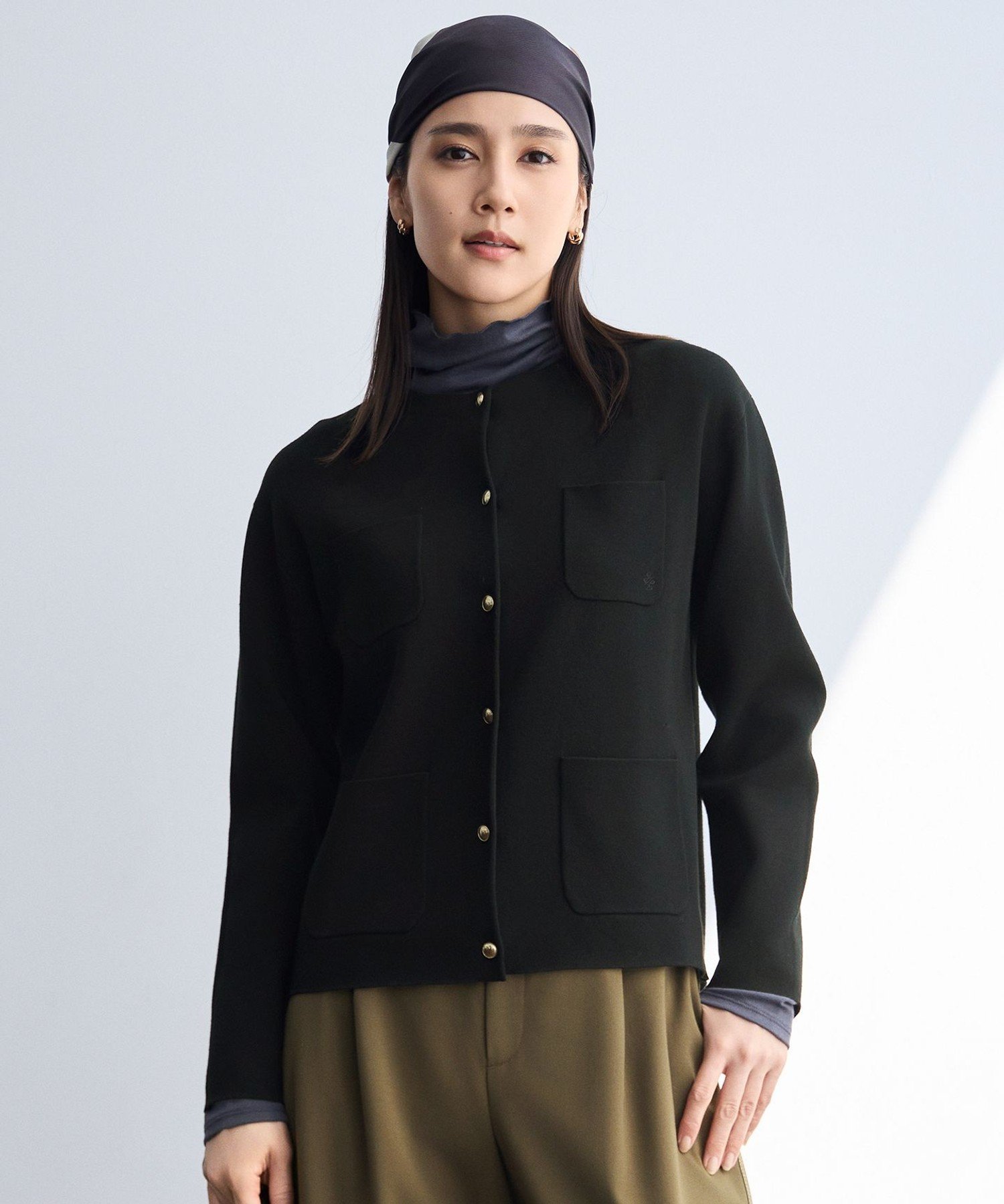 【SALE／40%OFF】自由区 L レーヨンストレッチ カーディガン ジユウク トップス カーディガン グレー ブラック ワインレッド【送料無料】
