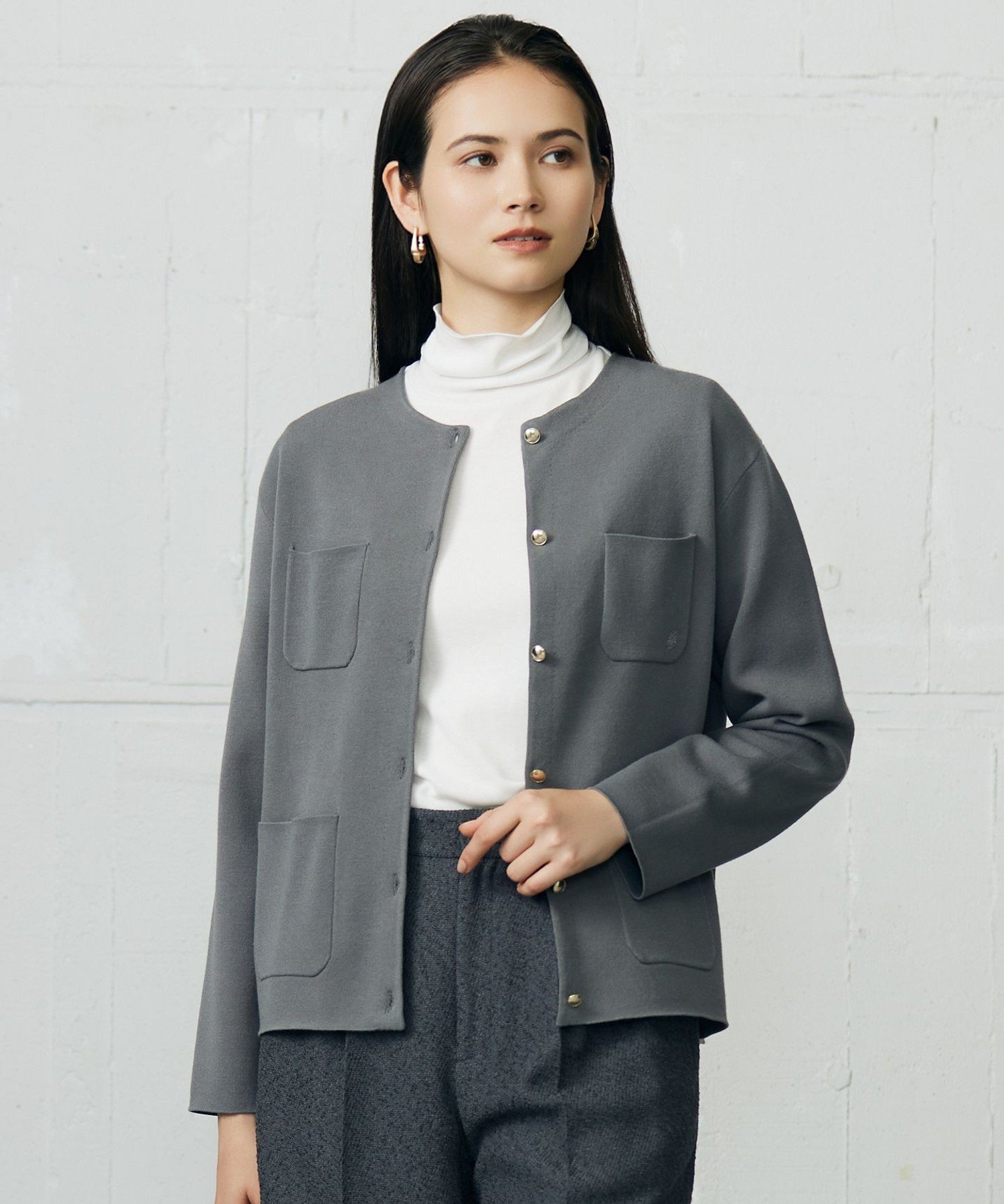 【SALE／40%OFF】自由区 L レーヨンストレッチ カーディガン ジユウク トップス カーディガン グレー ブラック ワインレッド【送料無料】 stylife-15351838 Rakuten Fashion サンプル画像2