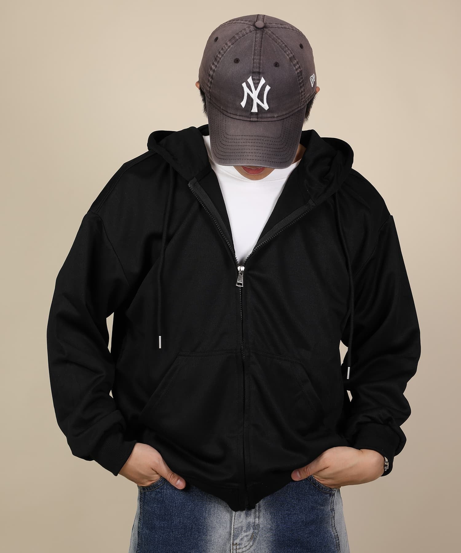【SALE／20%OFF】aimoha MENS aimoha MEN/ドロップショルダーフルジップパーカー アイモハ トップス パーカー・フーディー グリーン ベージュ ブラック ブラウン