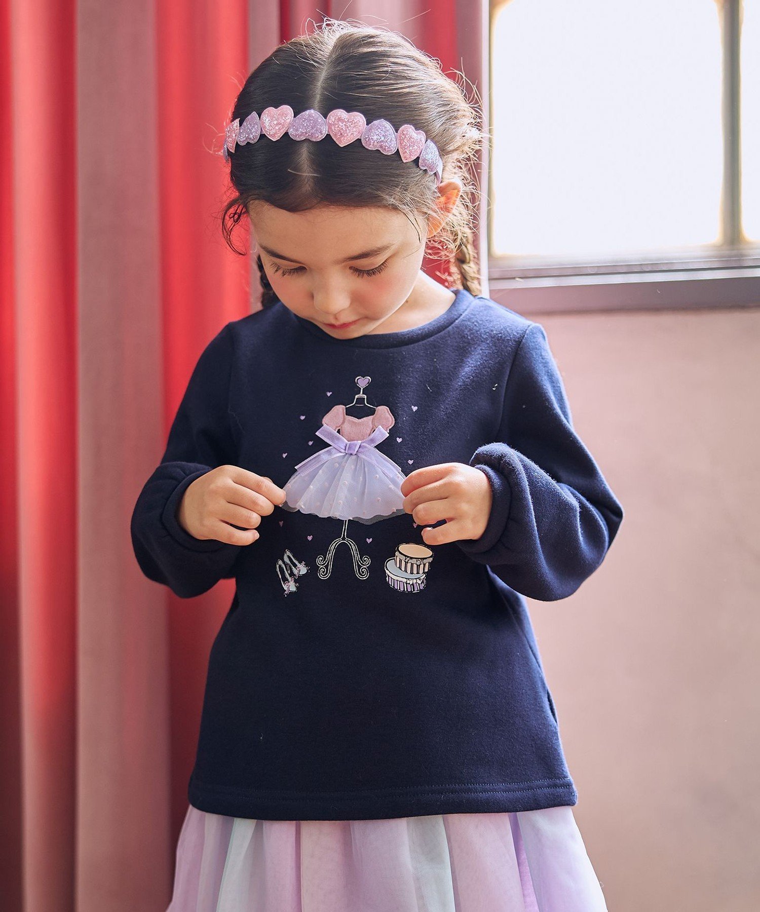 【SALE／50%OFF】ANY KIDS ドレスモチーフ 裏シャギー トレーナー エニィ トップス スウェット・トレーナー ネイビー ベージュ ブルー 3