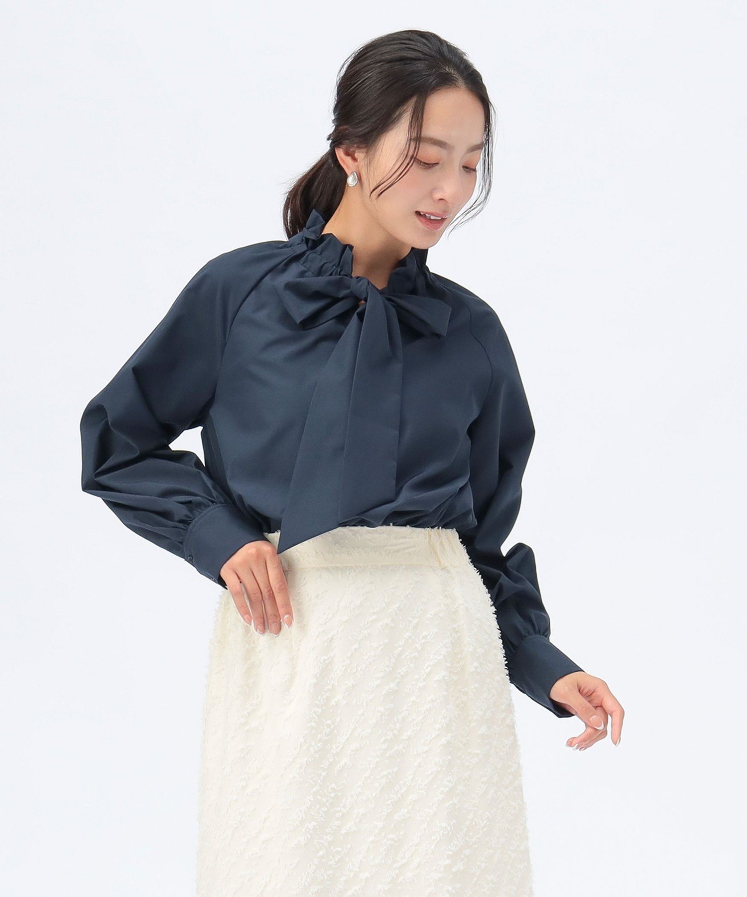 BEAMS HEART WOMEN 【ワンサイズ/イージーケア】ボウタイ ギャザー ブラウス 26SS セレモニー 入学 入園 卒業 卒園 ママスーツ 七五三 通勤 オフィススタイル オンオフ兼用 きれいめ フォーマル ビームスセレモニー2026 ビームス ハート トップス シャツ・ブラ【送料無料】