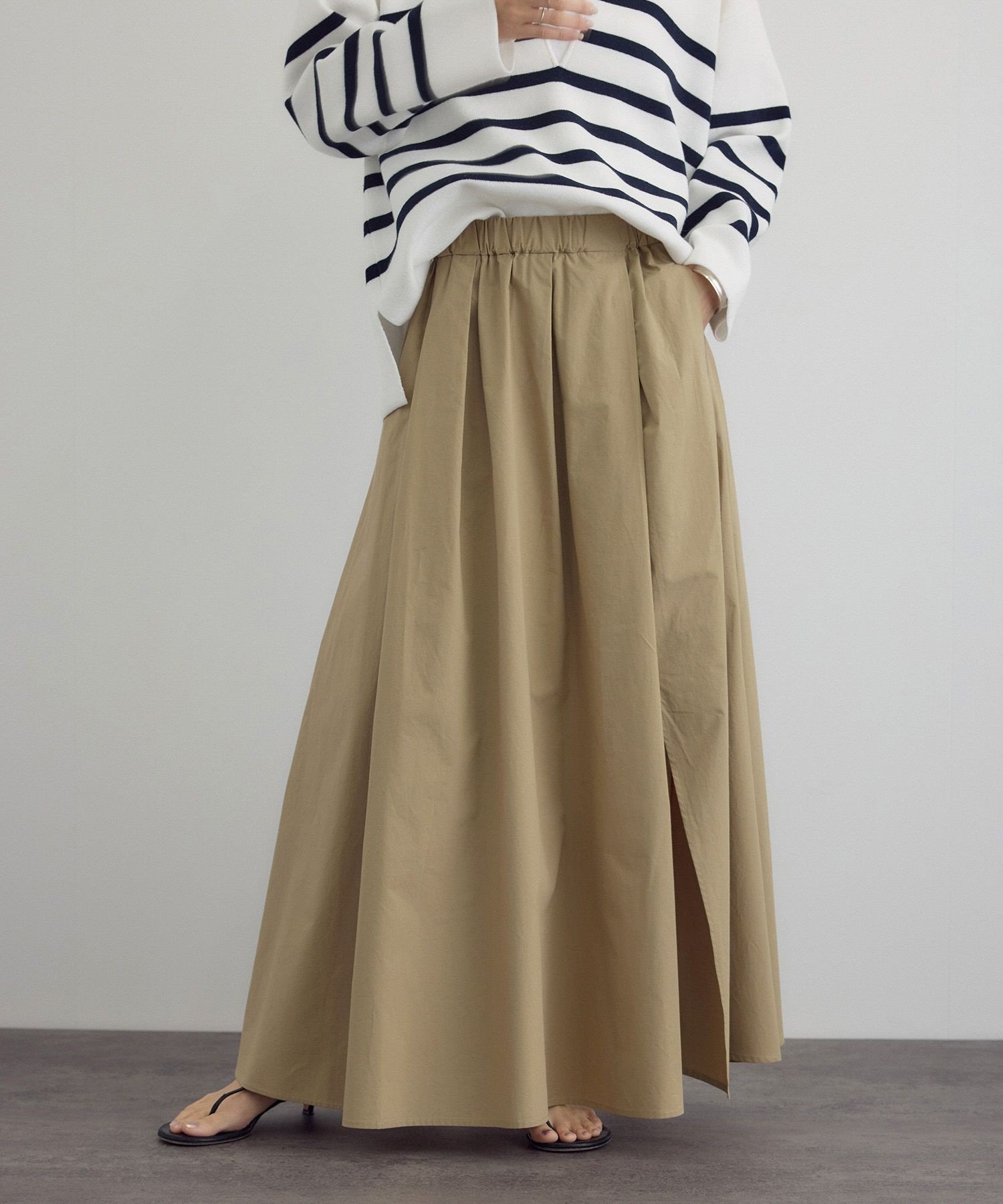 SALON adam et rope' 【WEB限定】スリットフレアスカート サロン アダム エ ロペ スカート その他のスカート ホワイト ベージュ ブラック【送料無料】