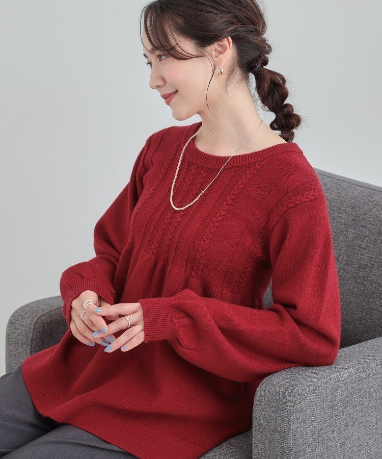 楽天市場】ペプラム ニット（カラーレッド）（レディースファッション