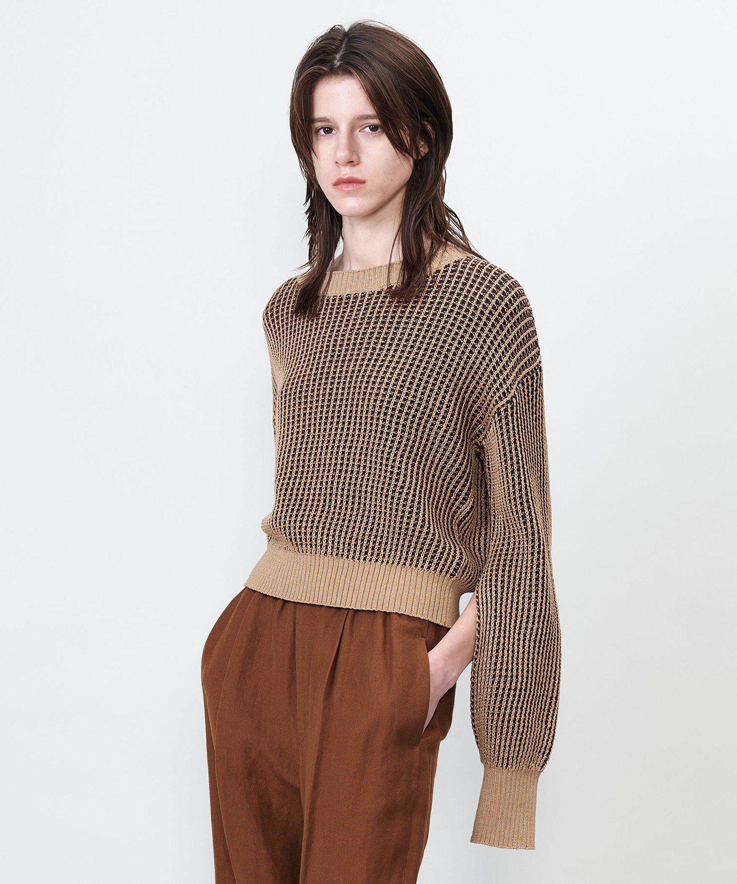 【SALE／50%OFF】ASTRAET ＜ASTRAET＞5G ソデスリット ニット ユナイテッドアローズ アウトレット トップス ニット イエロー ブラウン【送料無料】