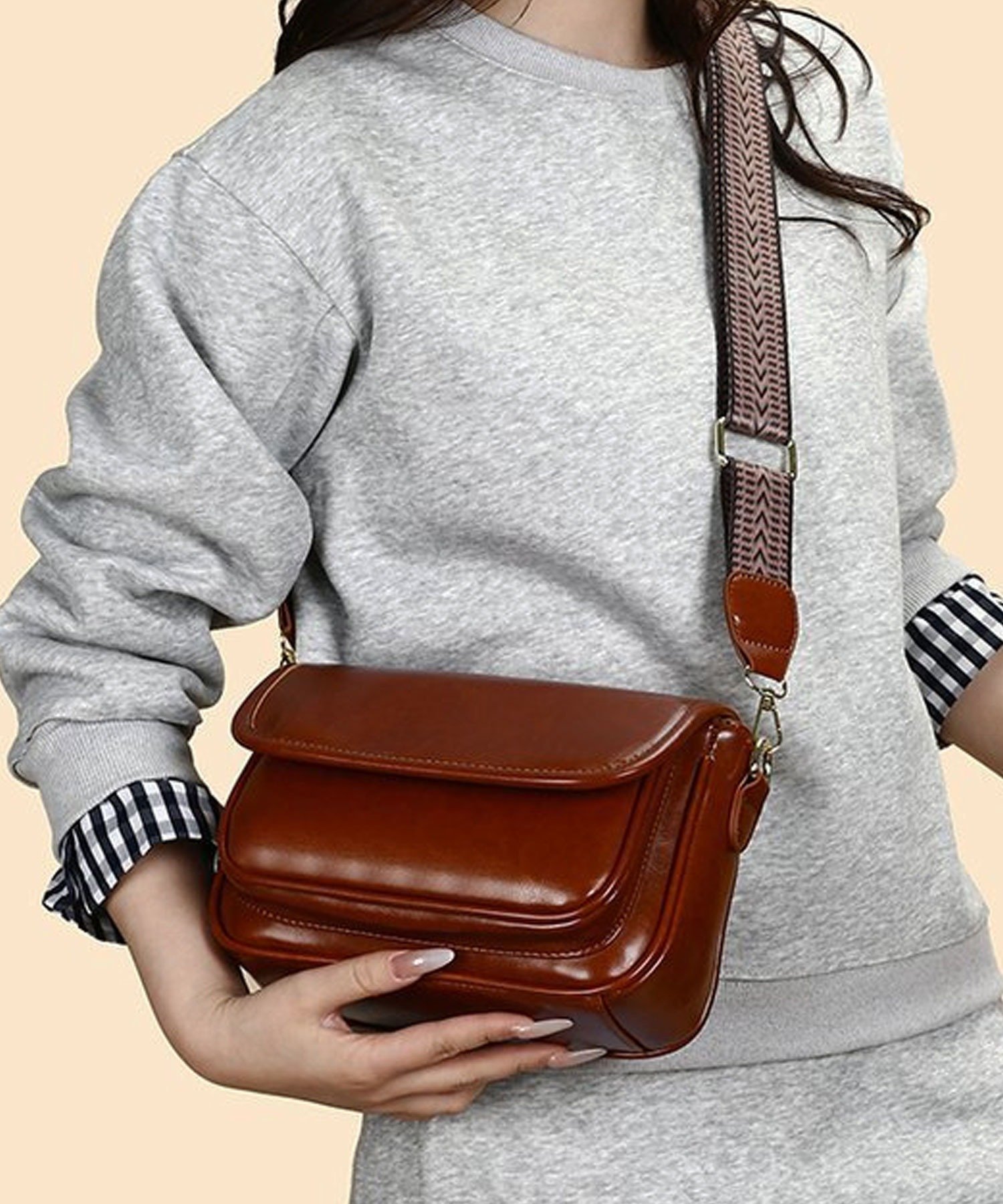 florist 2WAY レザータッチフラップショルダーバッグ(500mlペットボトル収納可) フローリスト バッグ ショルダーバッグ ブラウン ブラック【送料無料】