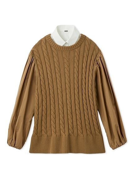 【SALE／50%OFF】Mila Owen 付け衿付きシャツドッキングケーブルニット ミラオーウェン トップス ニット ネイビー【送料無料】 stylife-15520594 Rakuten Fashion サンプル画像2